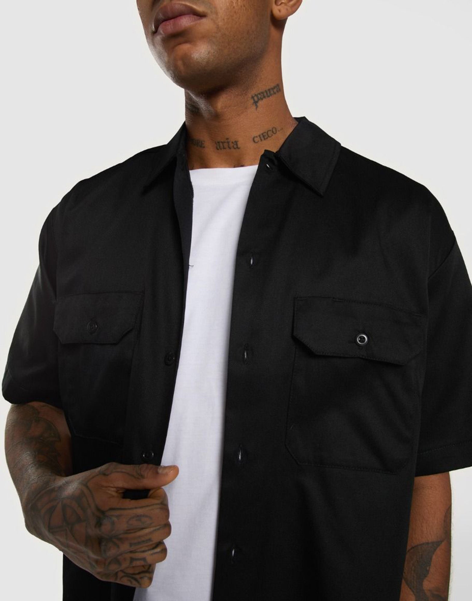 DICKIES Camicia da Lavoro a Maniche Corte Nera