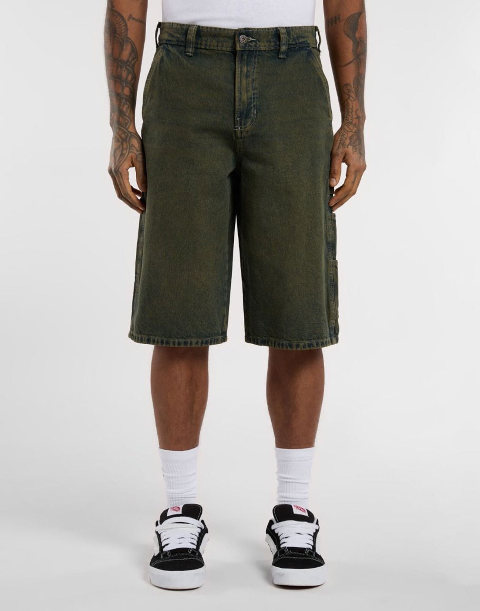 DICKIES Shorts Loose Denim Painter Green Tone Fade