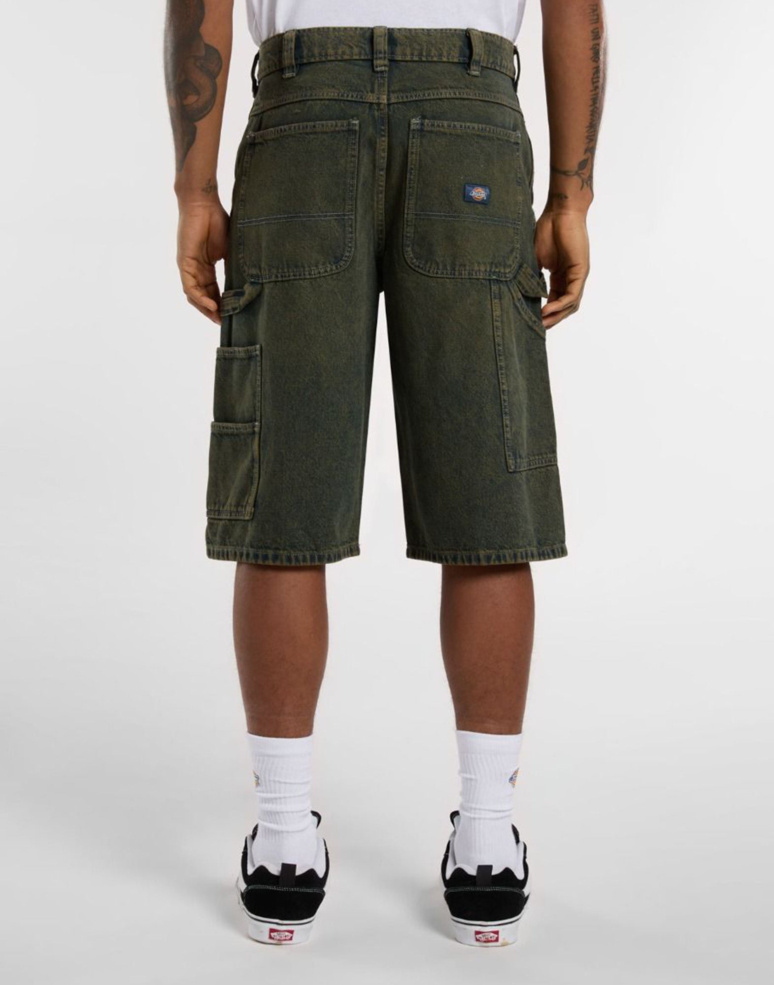 DICKIES Shorts Loose Denim Painter Green Tone Fade