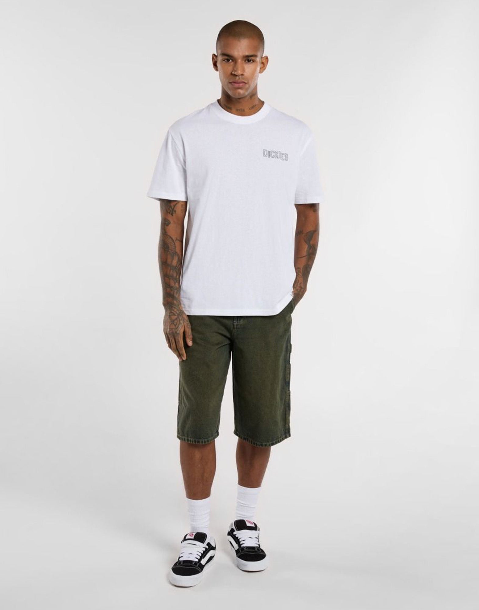 DICKIES Shorts Loose Denim Painter Green Tone Fade