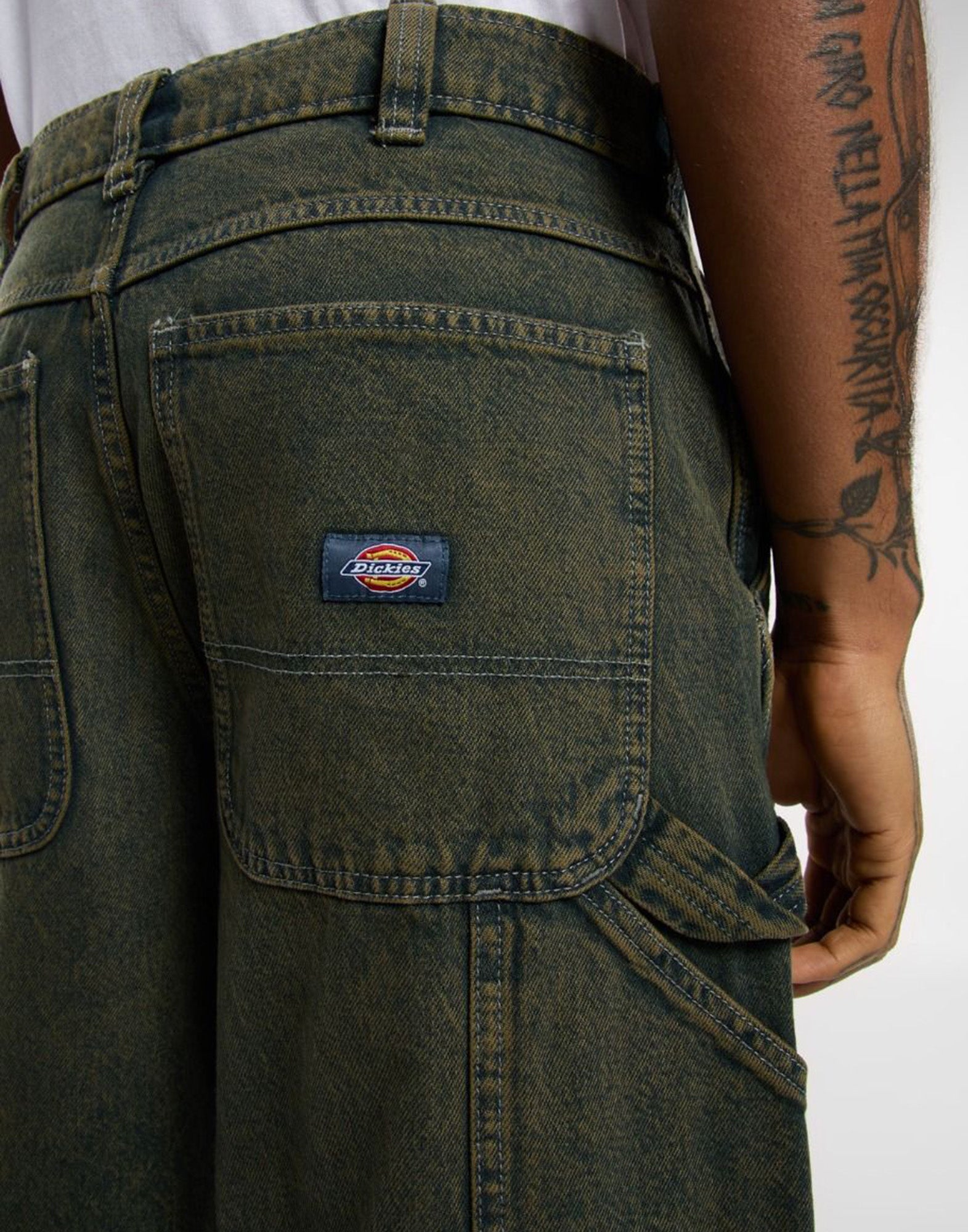 DICKIES Shorts Loose Denim Painter Green Tone Fade