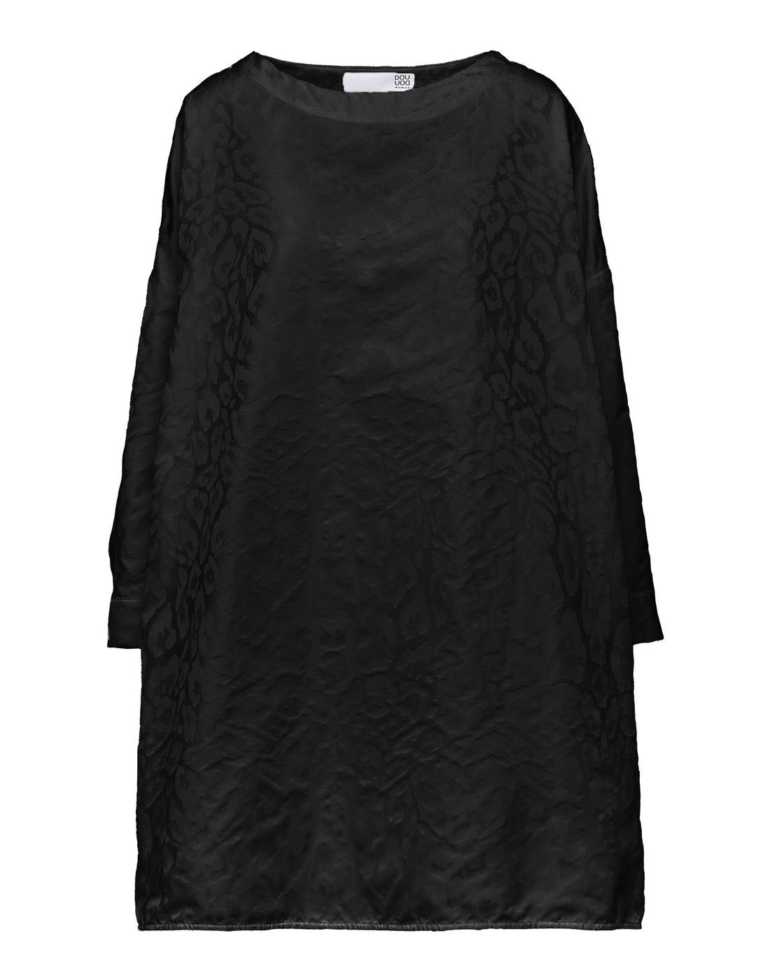 DOUUOD Abito Ampio a Sacchetto in Taffetas Jacquard Maculato Nero