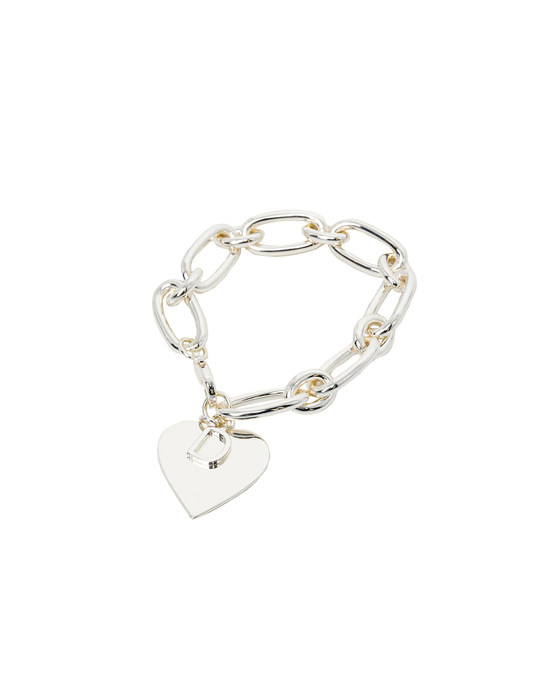 DOUUOD Bracciale a Catena con Cuore e "D" Pendenti Argento