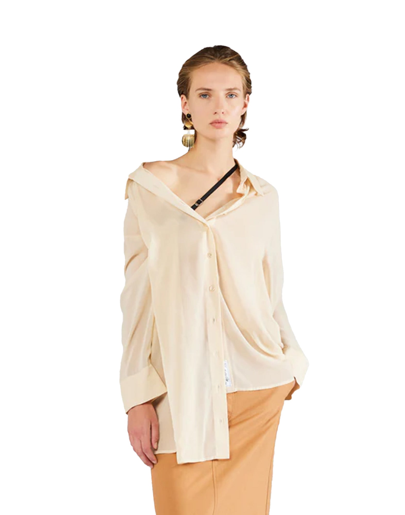ERIKA CAVALLINI Camicia in Techno Georgette Talco