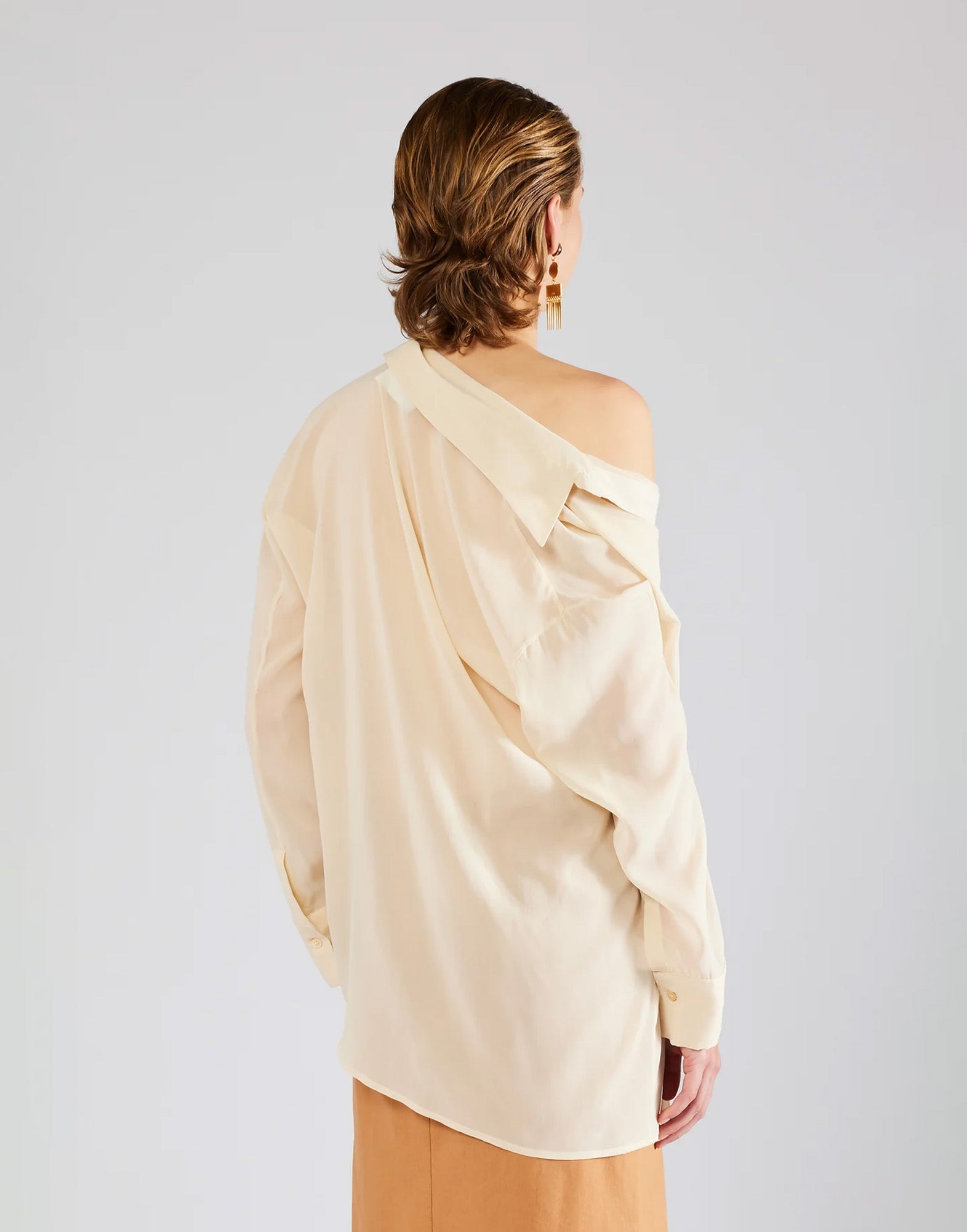 ERIKA CAVALLINI Camicia in Techno Georgette Talco