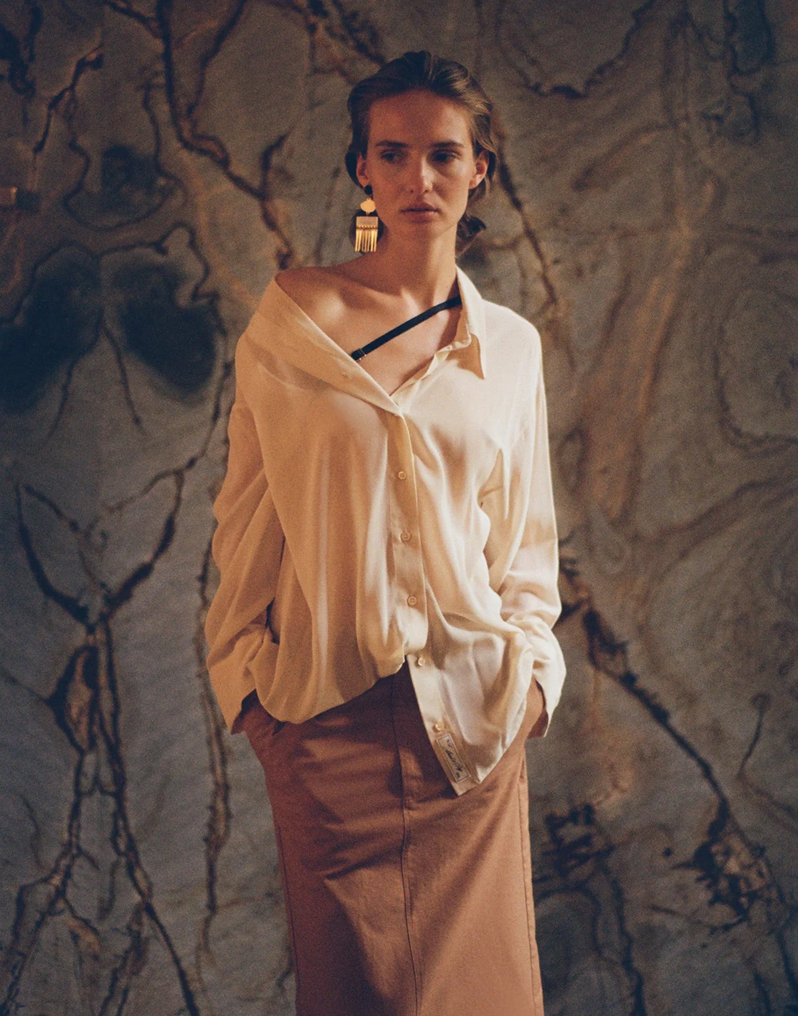 ERIKA CAVALLINI Camicia in Techno Georgette Talco