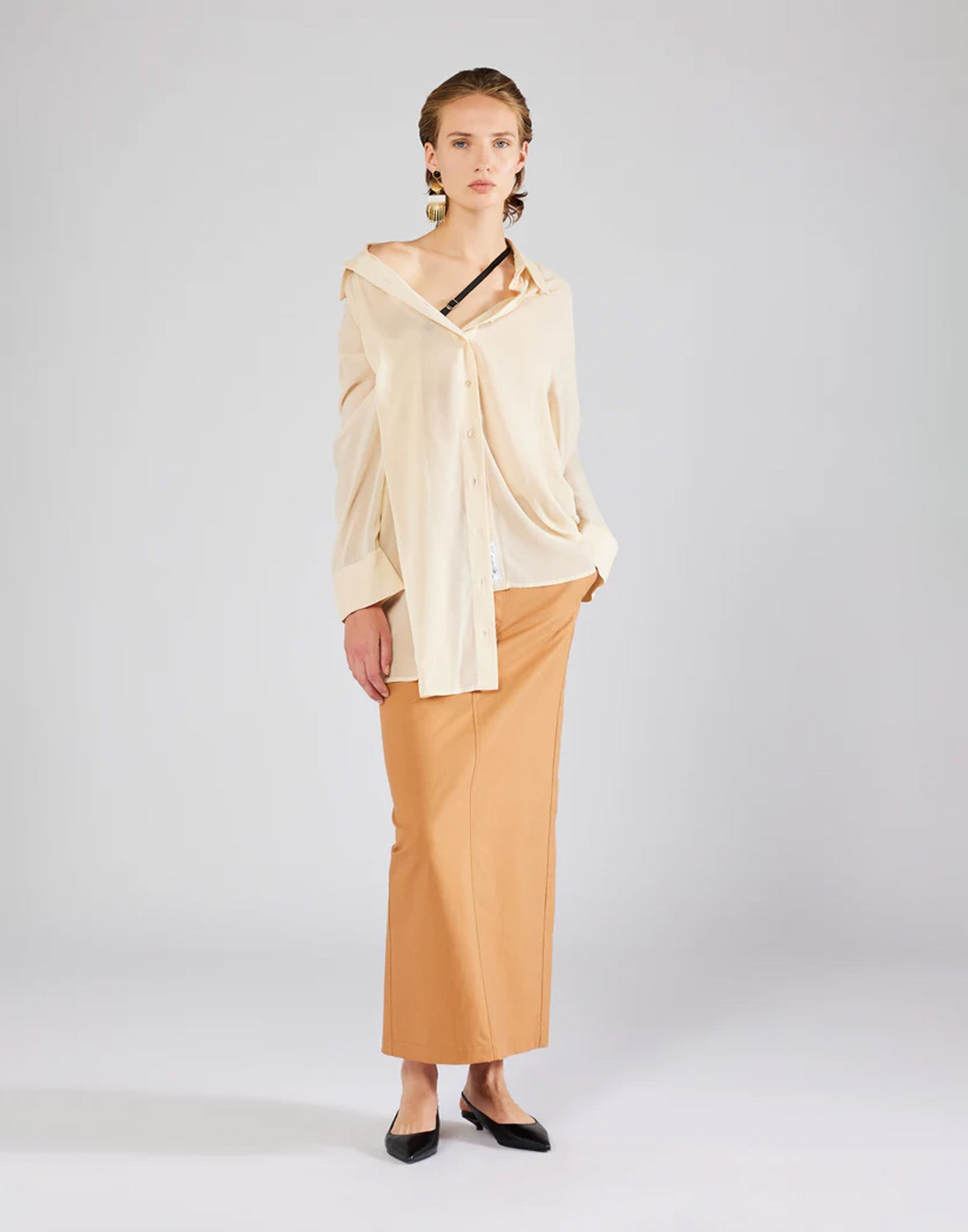 ERIKA CAVALLINI Camicia in Techno Georgette Talco