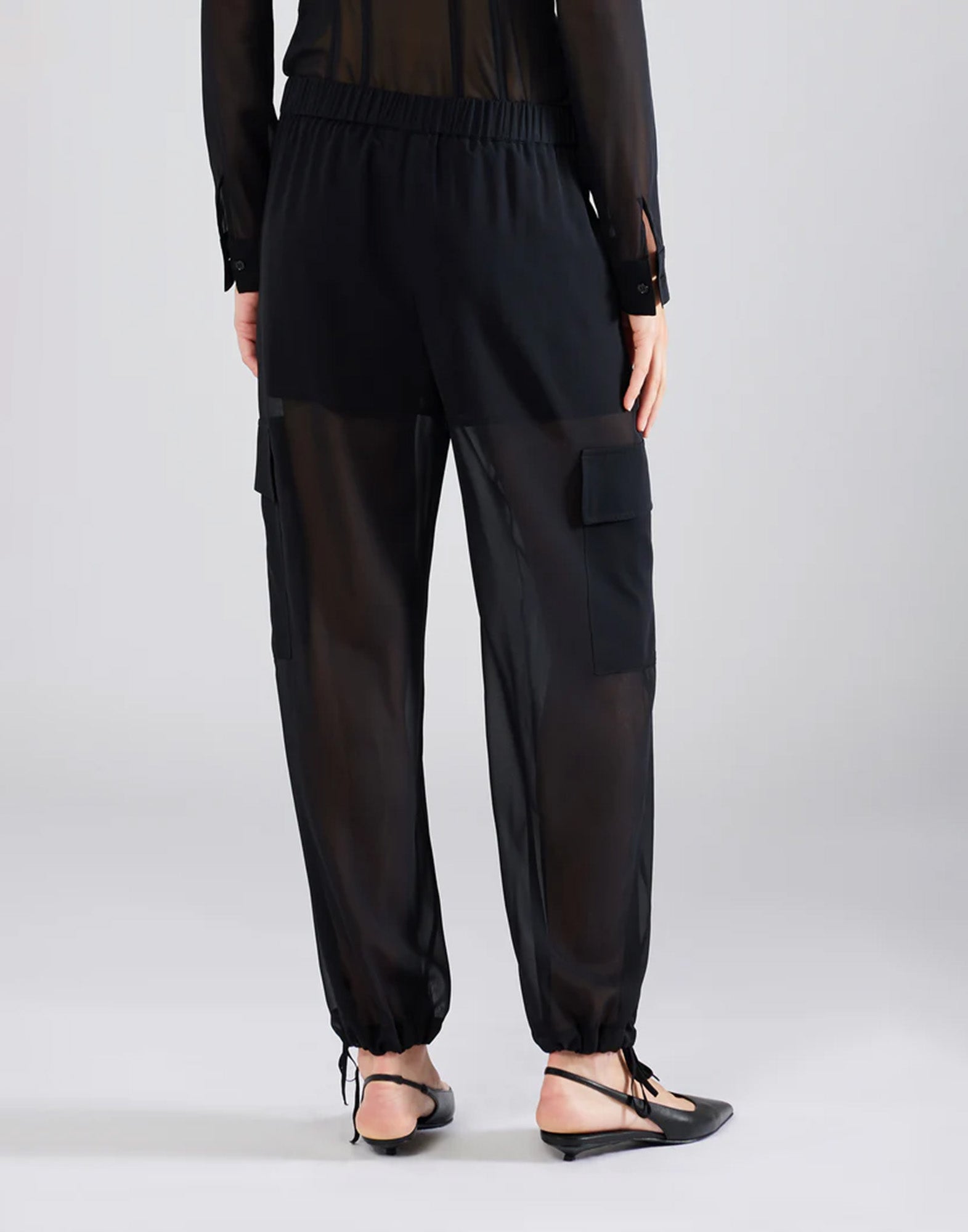 ERIKA CAVALLINI Pantalone Filippo in Techno Georgette Nero