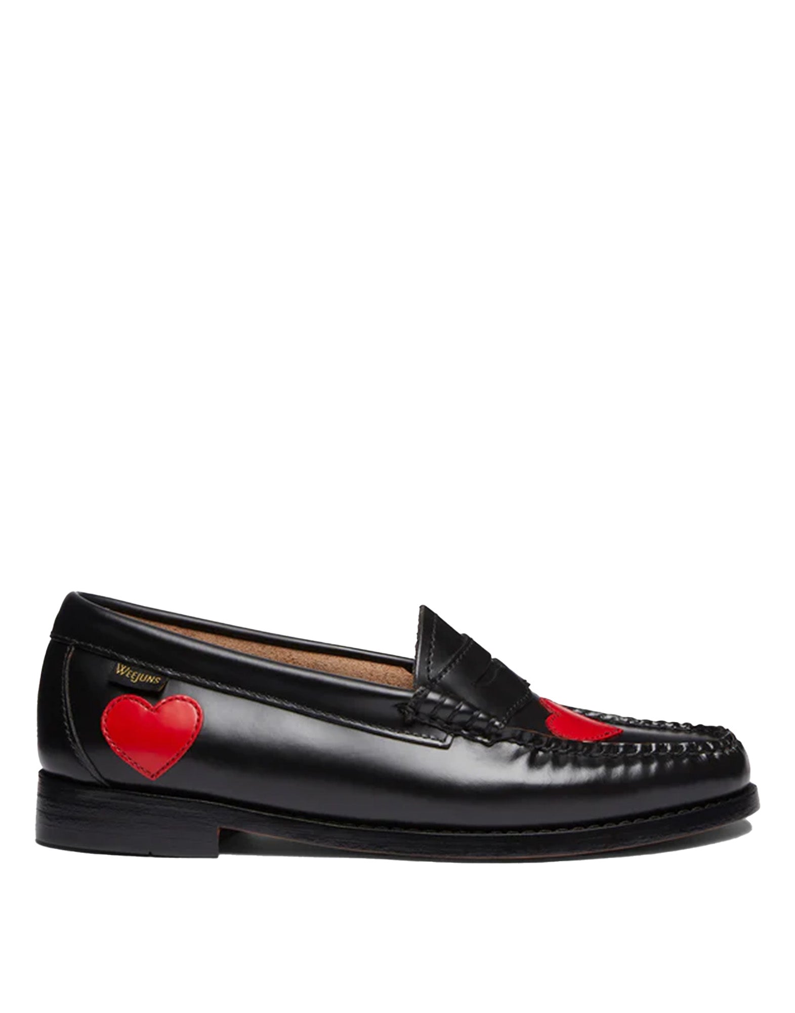 GH BASS Mocassini Weejuns Penny in Pelle Nera con Cuori Rossi