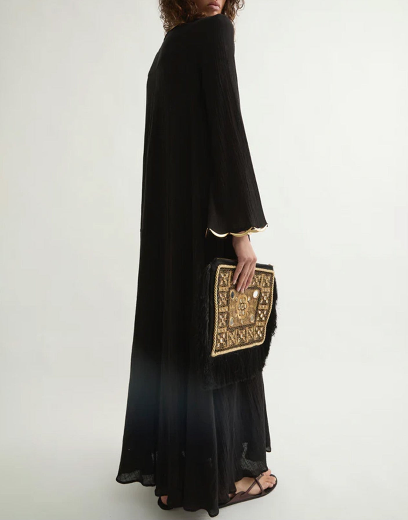 LAURENCE BRAS Abito Lungo Maria in Gaze di Cotone Nero