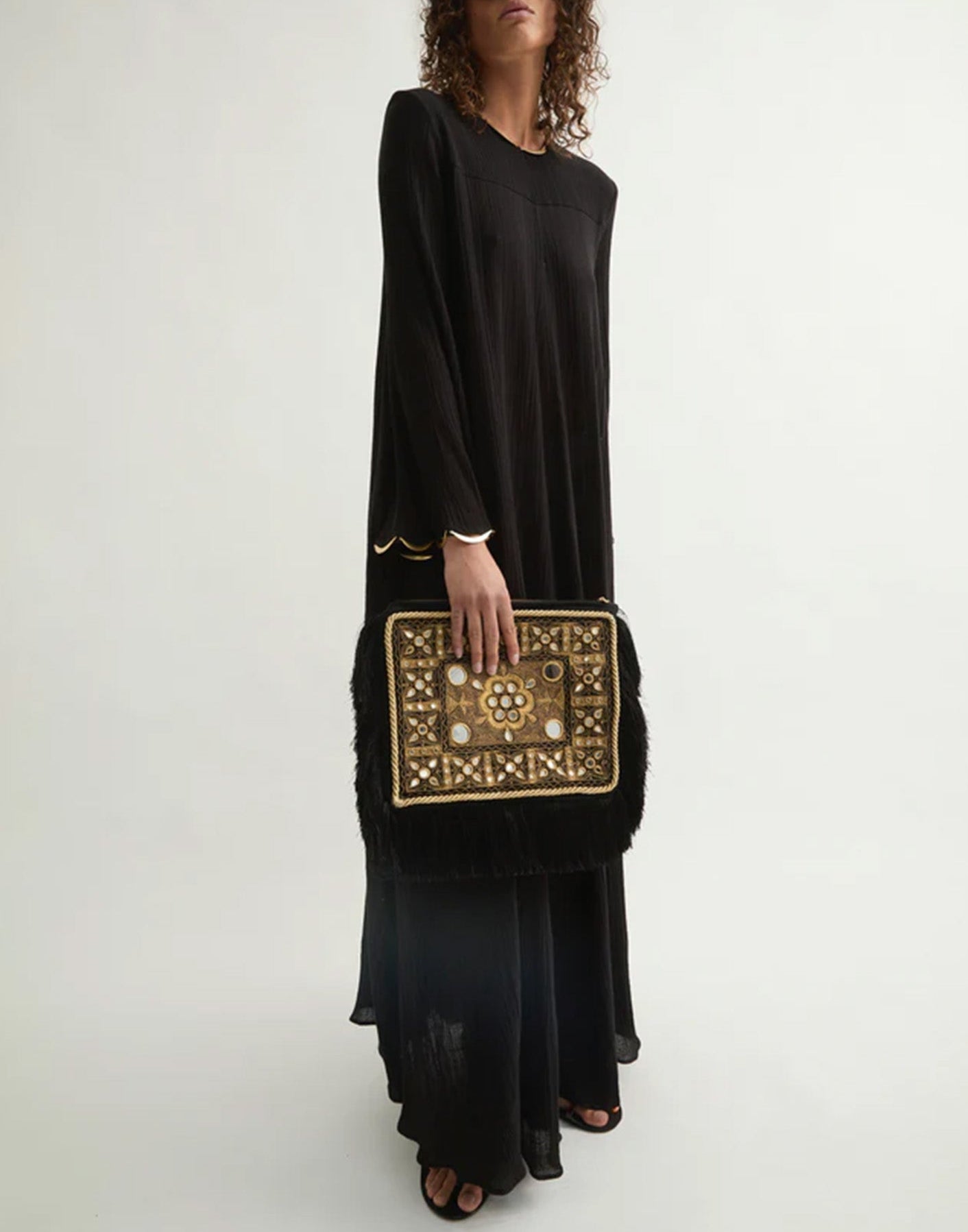 LAURENCE BRAS Abito Lungo Maria in Gaze di Cotone Nero