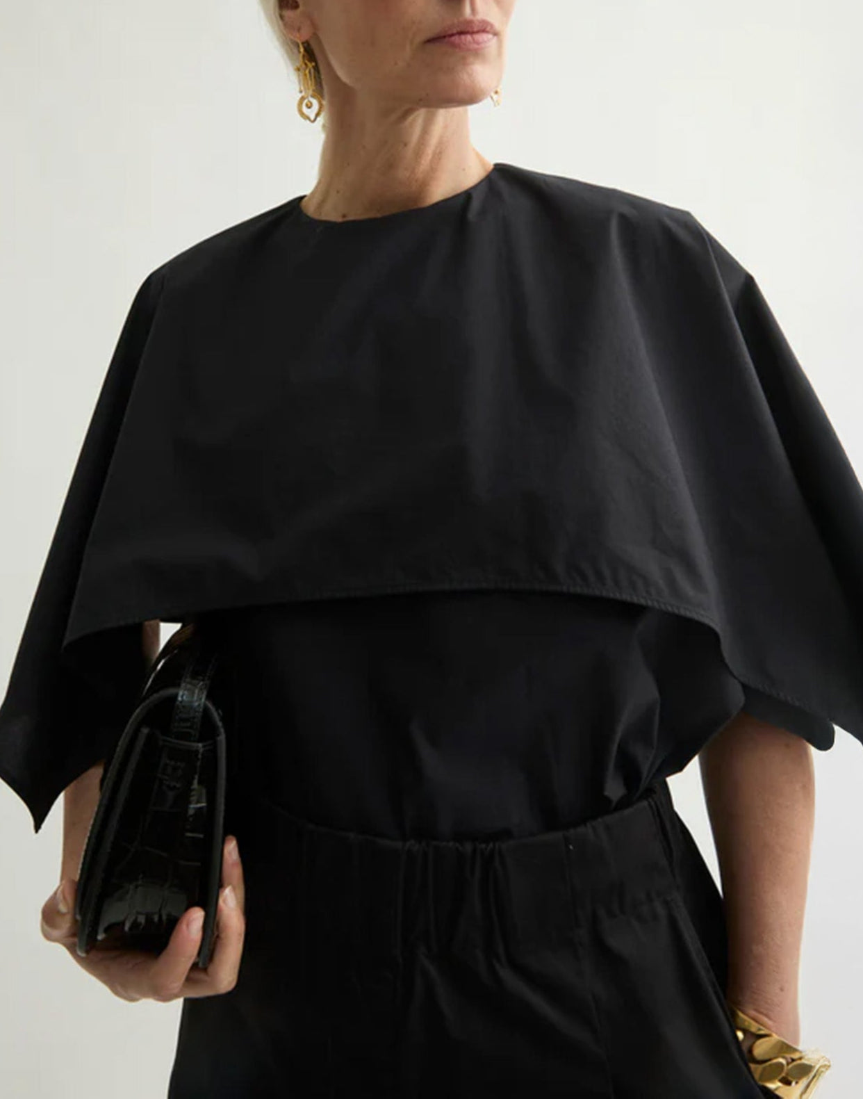 LAURENCE BRAS Blusa Square in Cotone Nero