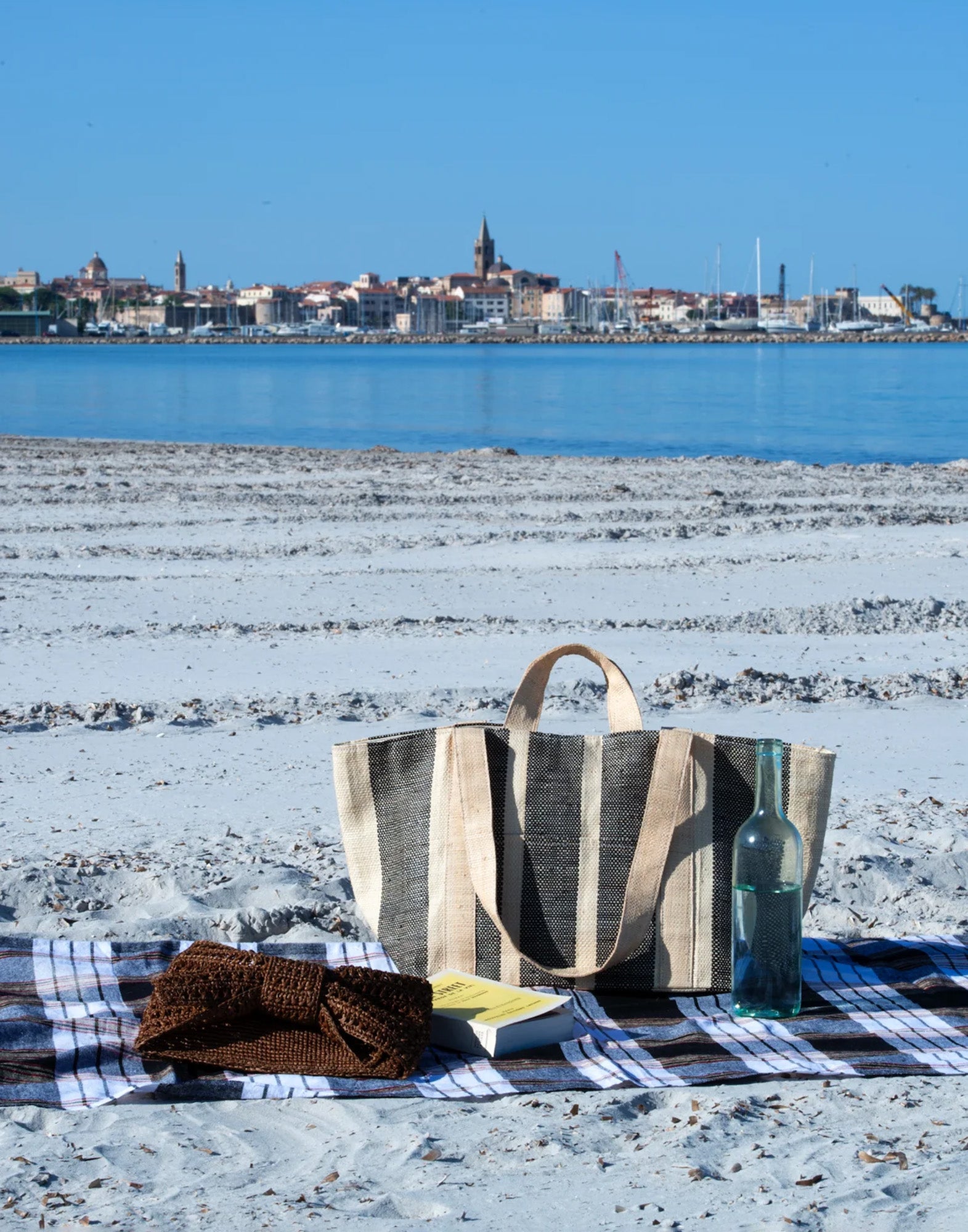 MAISON N.H PARIS Borsa MNH Shopping in Raffia Naturale Naturel/Noir