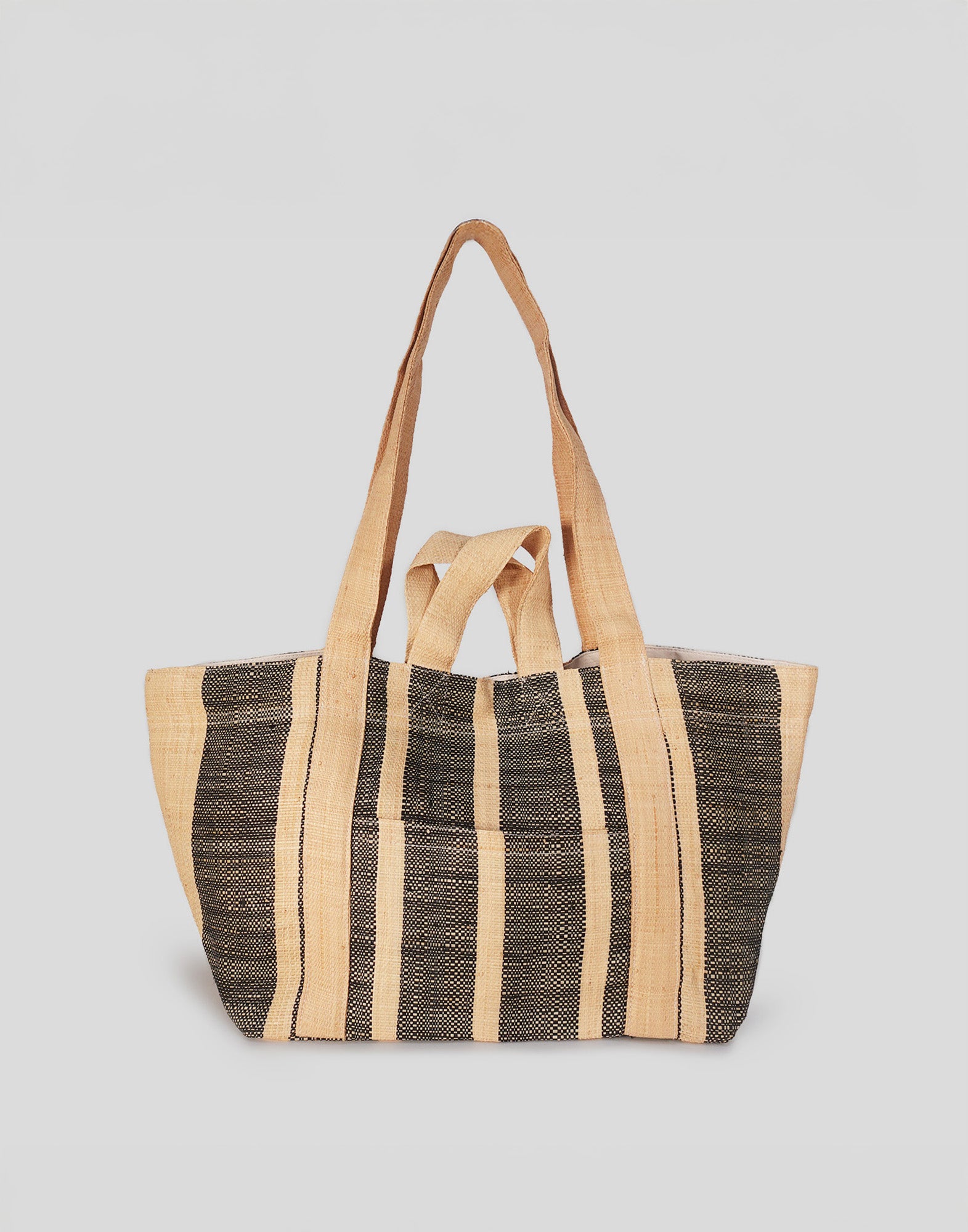 MAISON N.H PARIS Borsa MNH Shopping in Raffia Naturale Naturel/Noir