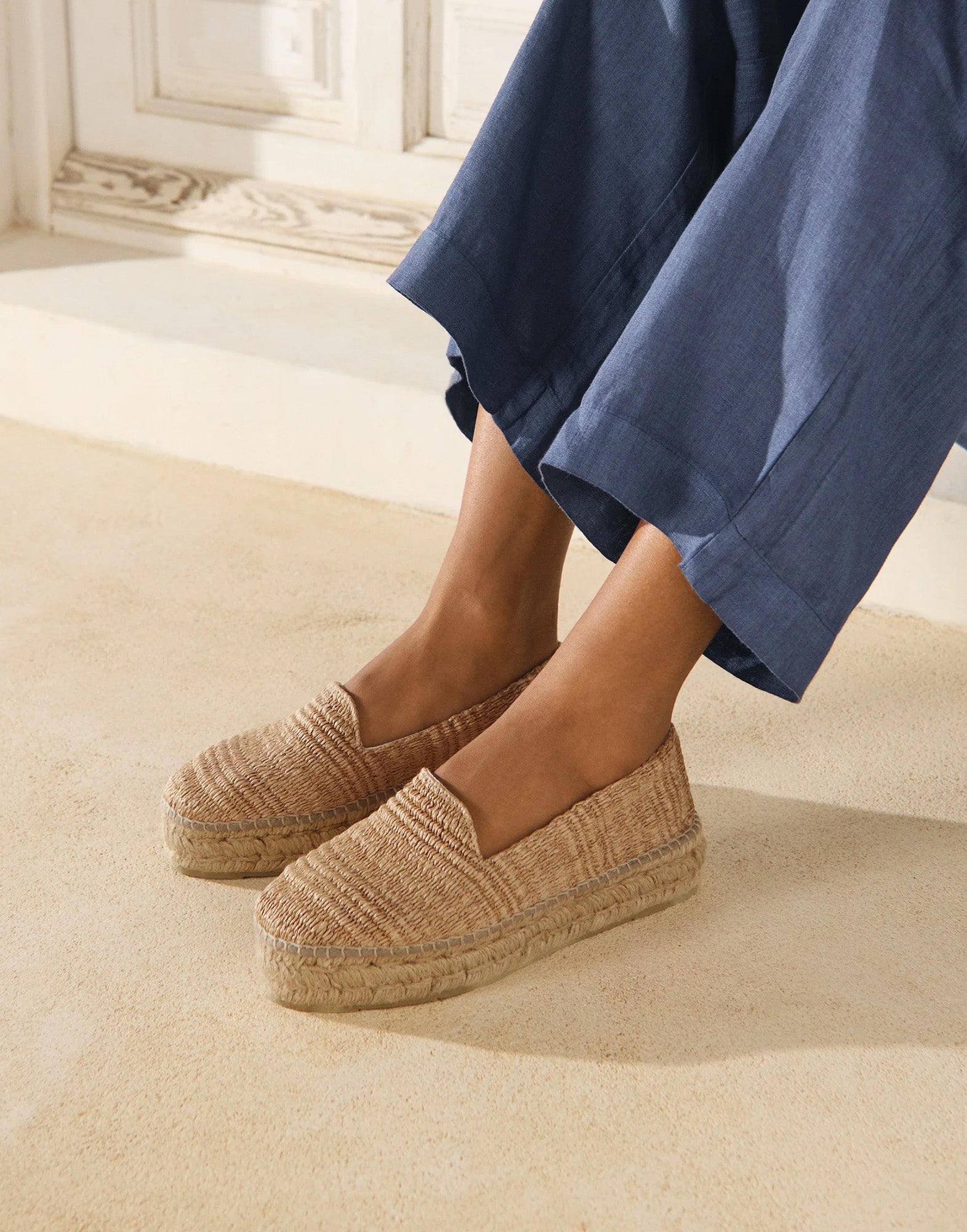 MANEBI Espadrillas in Raffia con Doppia Suola Yucatan