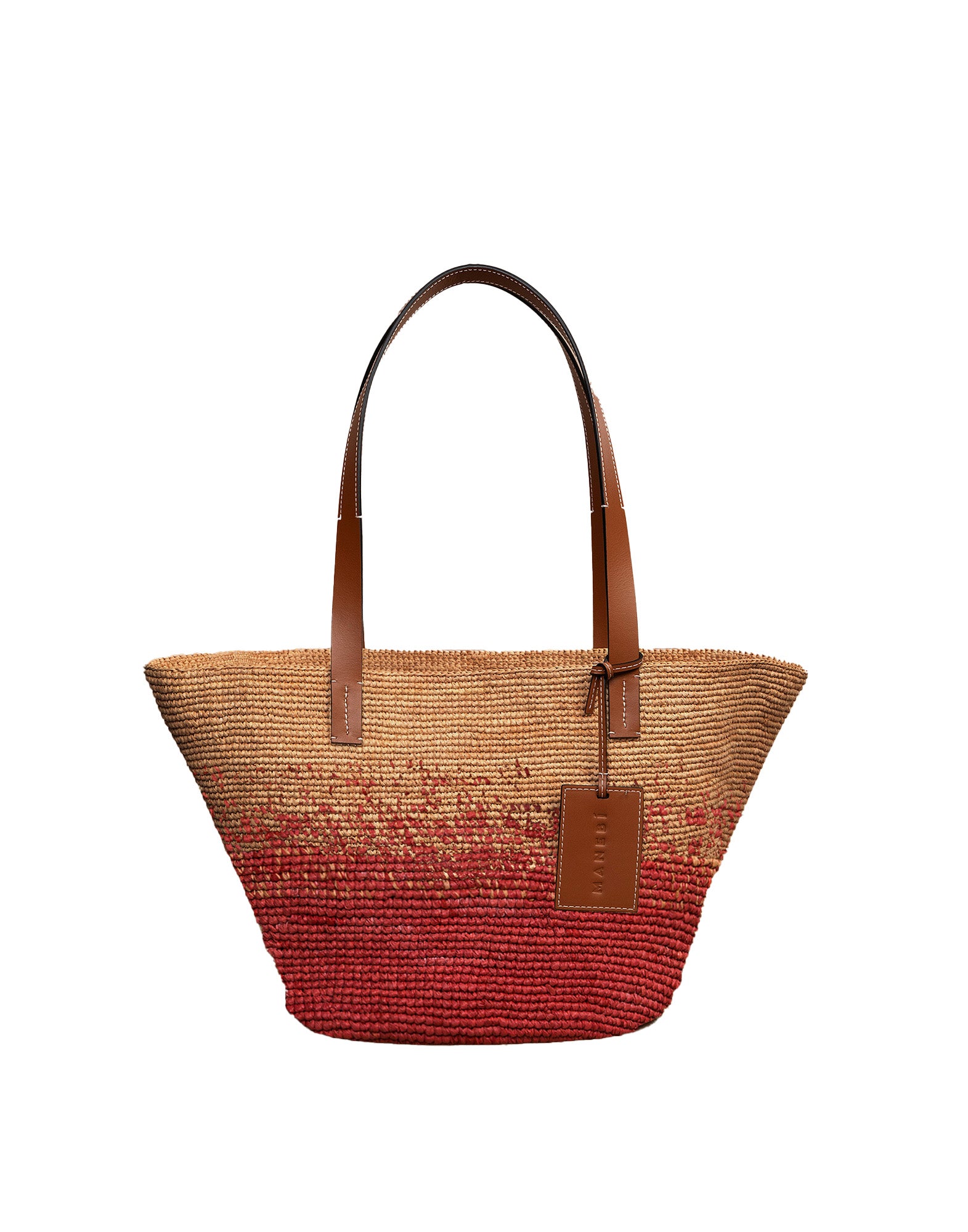 MANEBI Borsa Shopper in Rafia Rust Degradè