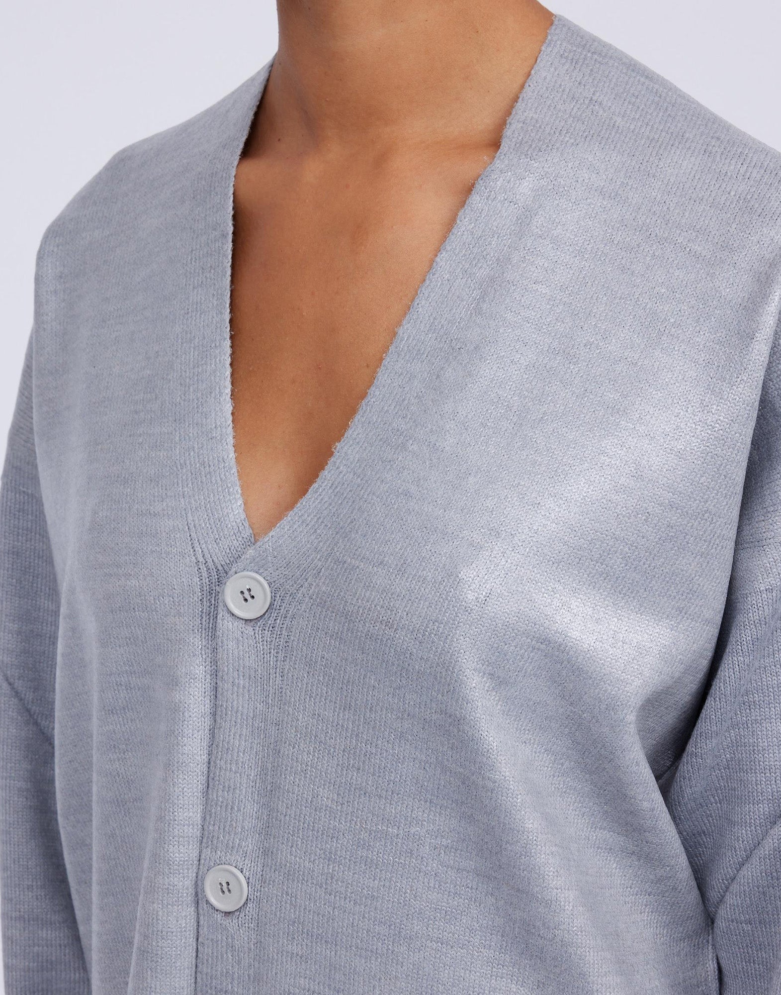 MM6 MAISON MARGIELA Cardigan in Misto Lana Spalmata Grigio Melange