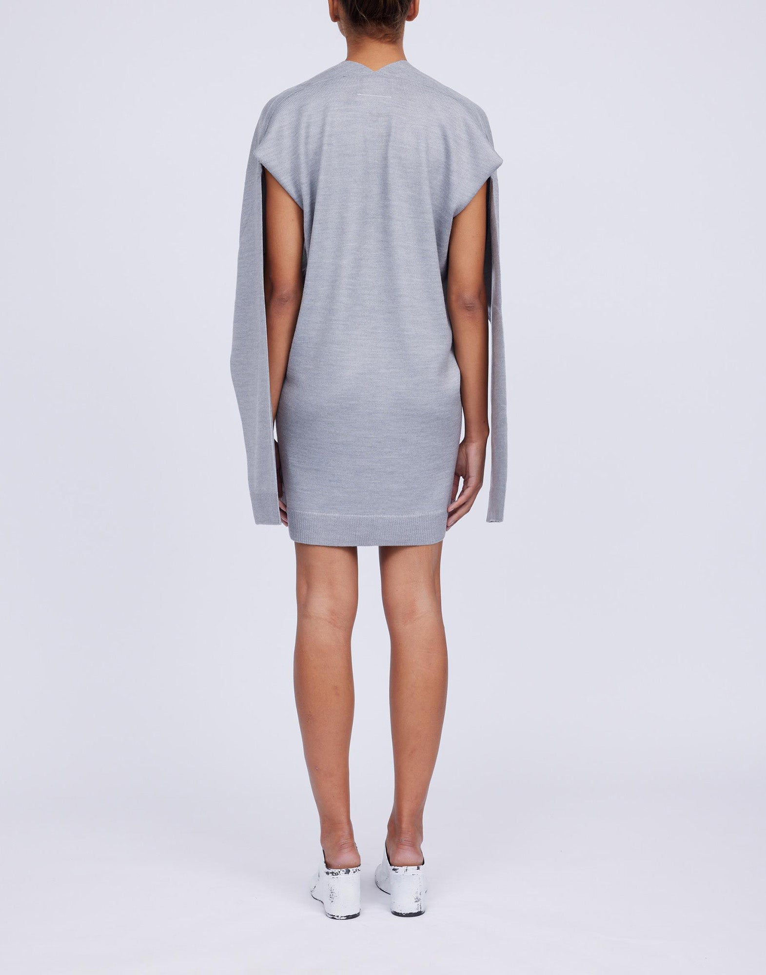 MM6 MAISON MARGIELA Cardigan in Misto Lana Spalmata Grigio Melange