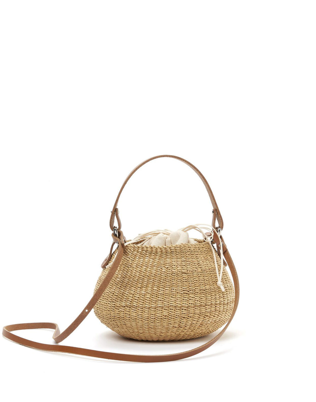 MUUN Borsa AURE in Paglia con Pochette in Cotone
