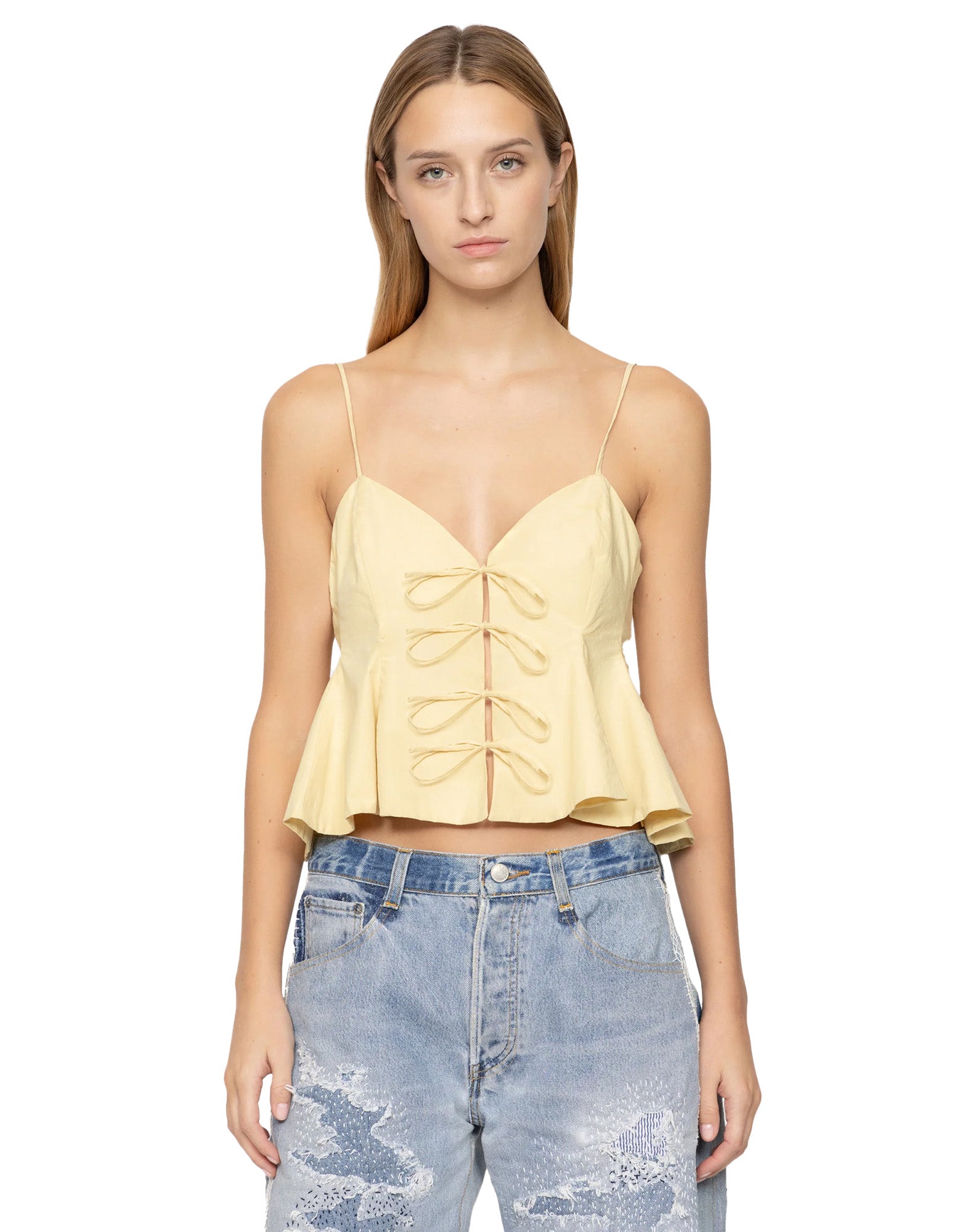 SEA NY Emmet Tank Top in Cotone con Chiusure Frontali