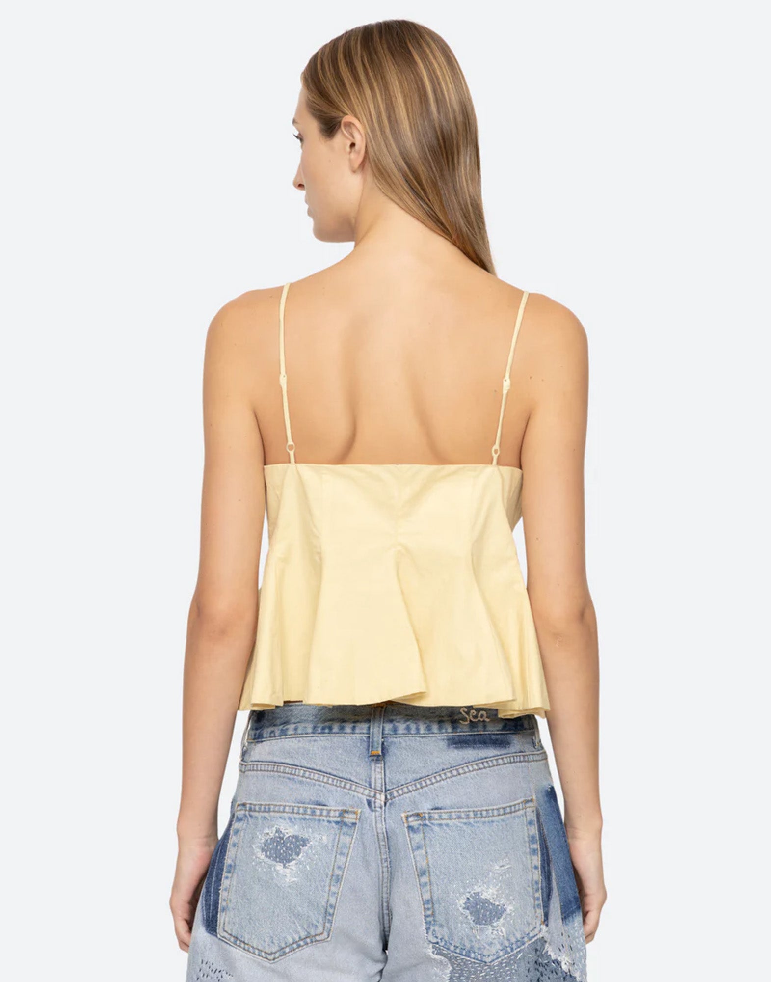SEA NY Emmet Tank Top in Cotone con Chiusure Frontali