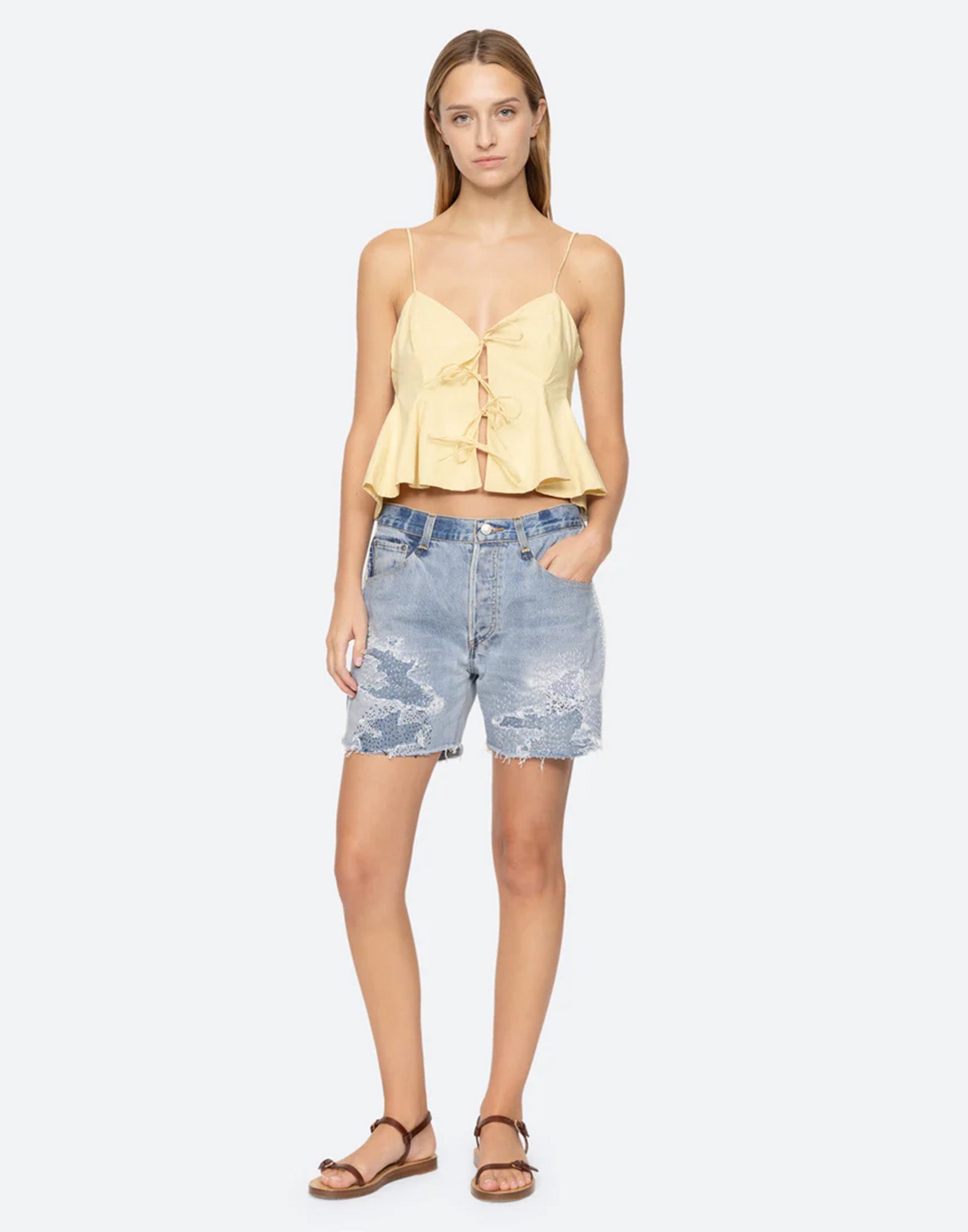 SEA NY Emmet Tank Top in Cotone con Chiusure Frontali