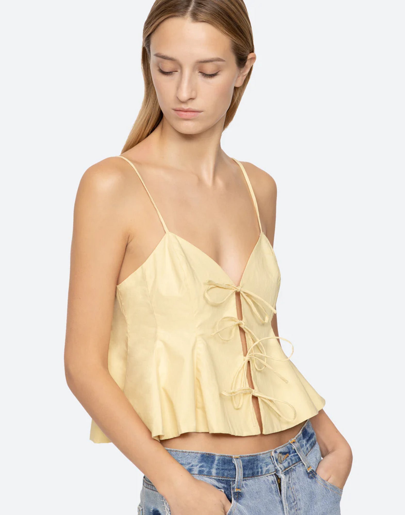 SEA NY Emmet Tank Top in Cotone con Chiusure Frontali