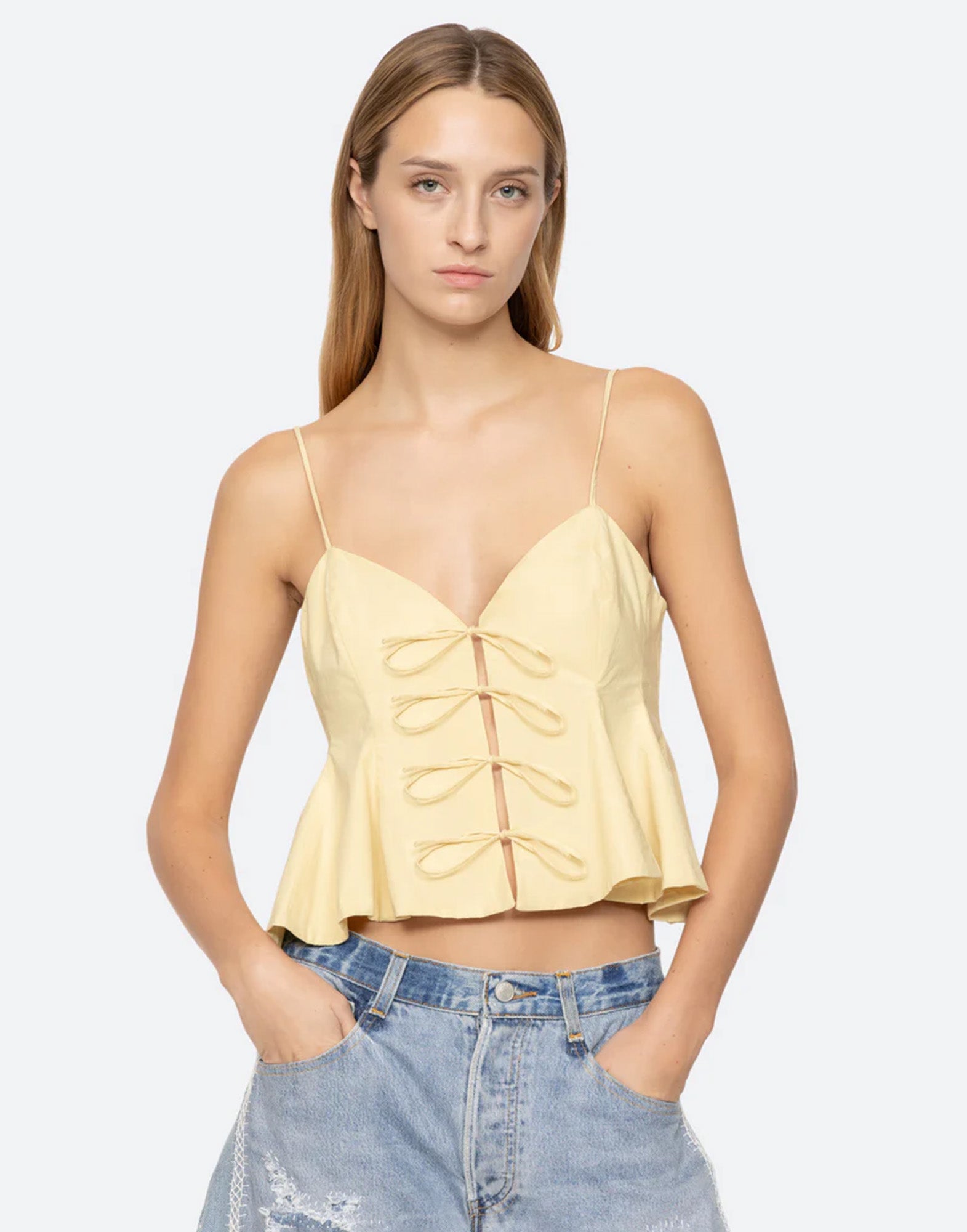 SEA NY Emmet Tank Top in Cotone con Chiusure Frontali