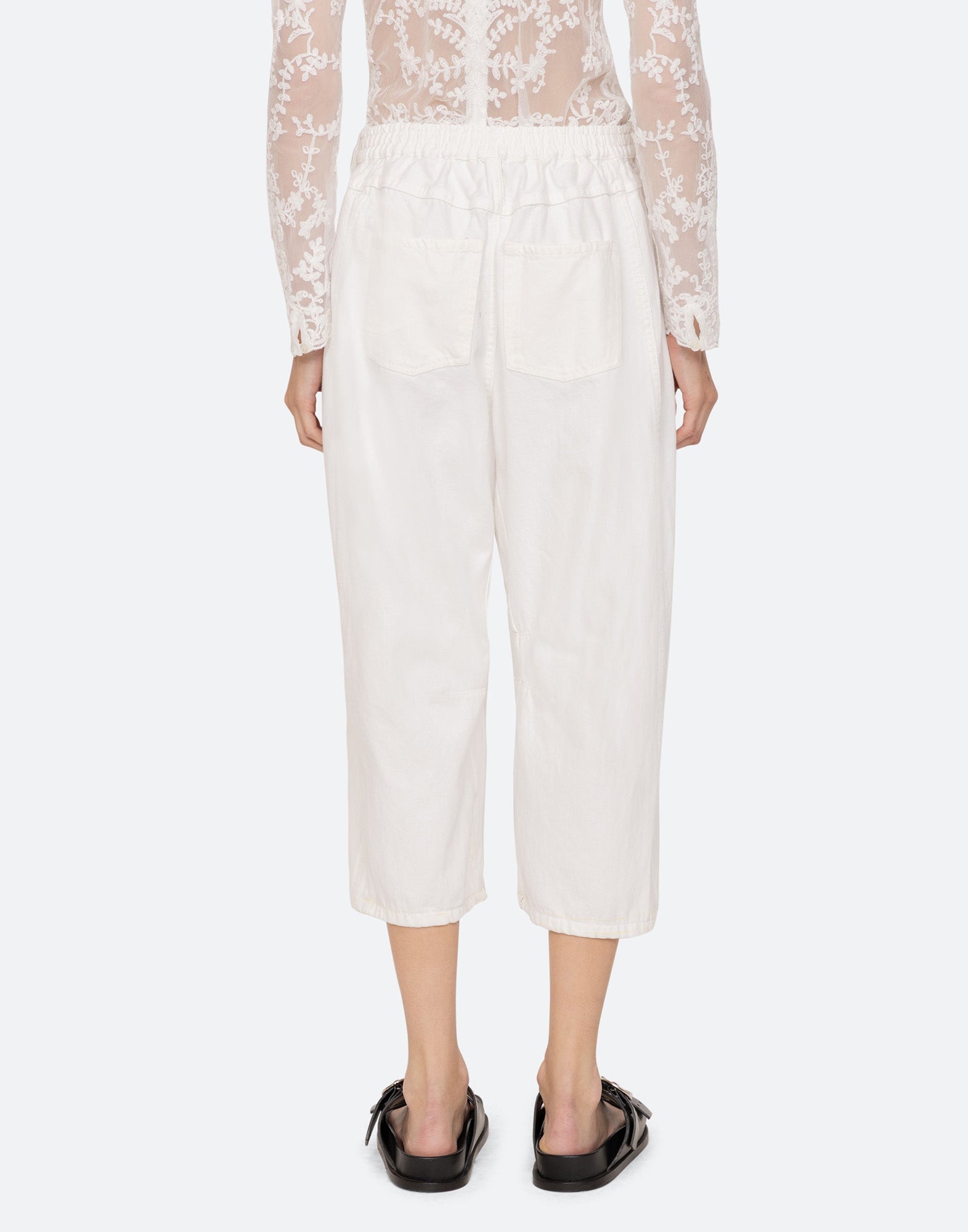 SEA NY Jeans Oli Cropped in Denim a Vita Bassa Bianchi