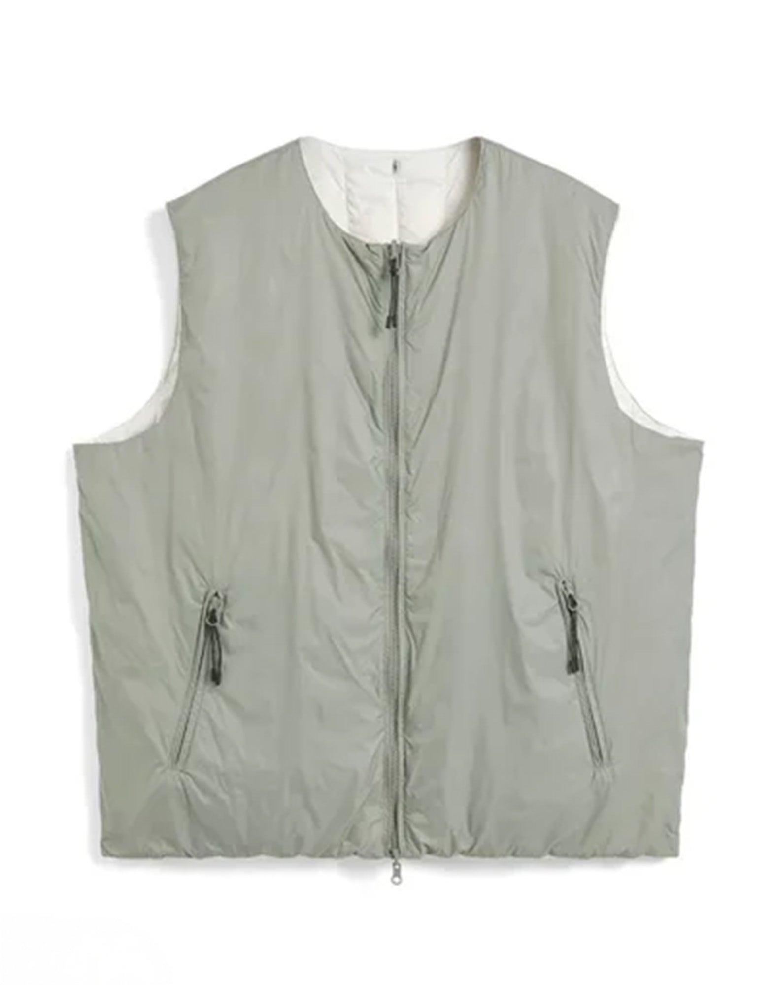 TAION Gilet Reversibile con Bottoni Cinesi Japan Special White/Sage