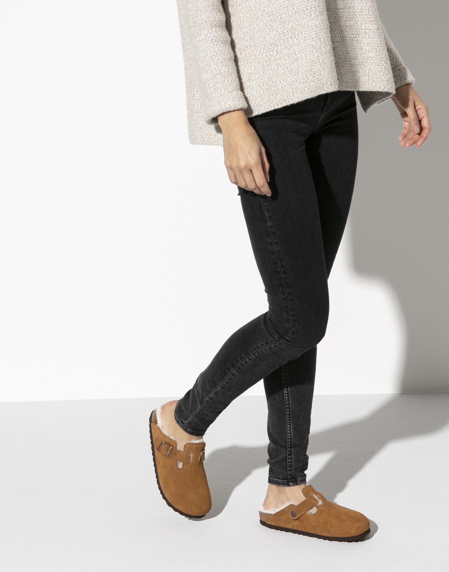 BIRKENSTOCK Boston con Pelliccia di Agnello