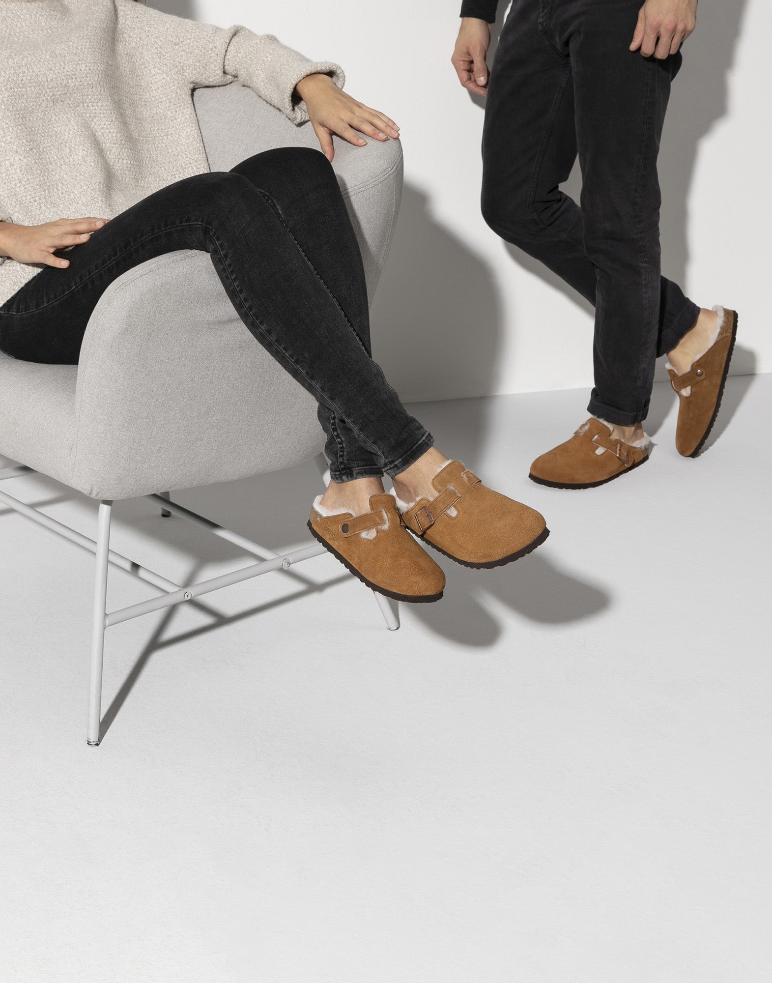 BIRKENSTOCK Boston con Pelliccia di Agnello