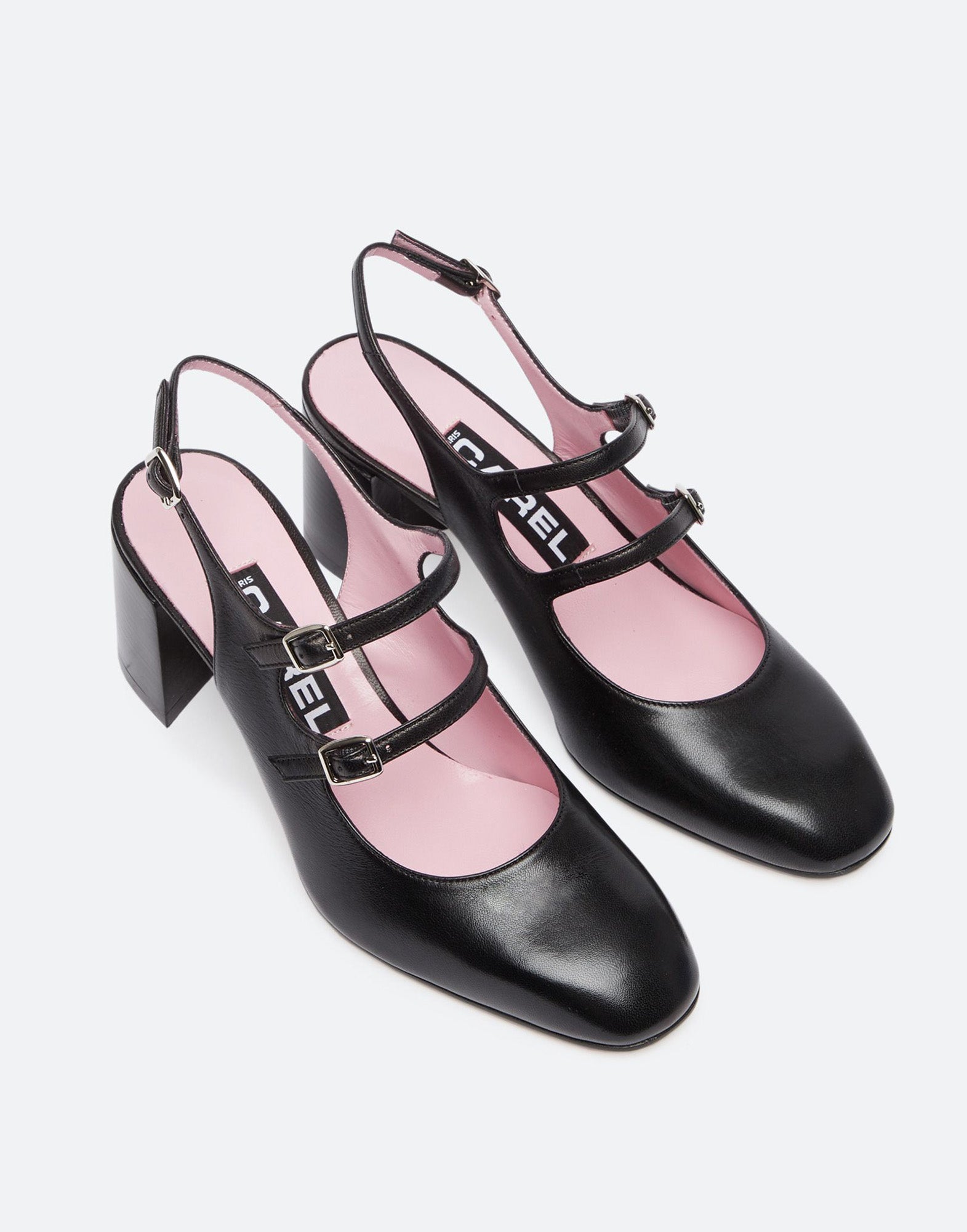 CAREL Slingback Mary Jane Banana in Pelle Nera