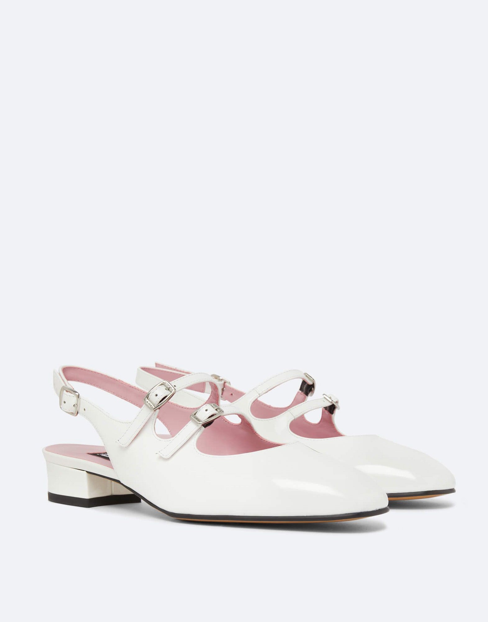 CAREL Mary Jane Slingback Peche in Vernice Bianca