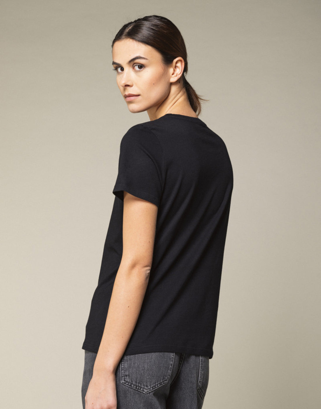 MAJESTIC FILATURES T-shirt Girocollo in Cotone Silk Touch Nera
