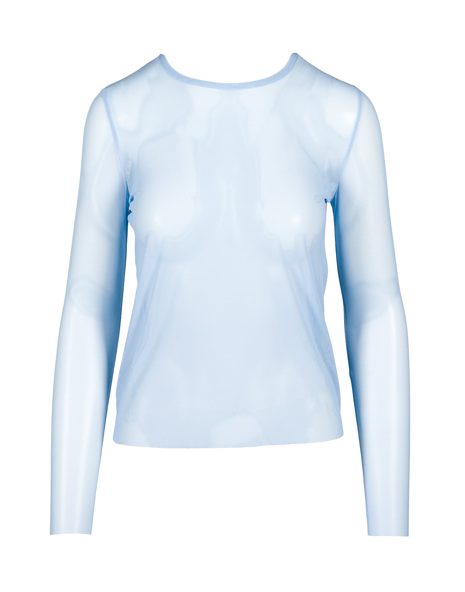 DOUUOD T-shirt Manica Lunga in Tulle Azzurra