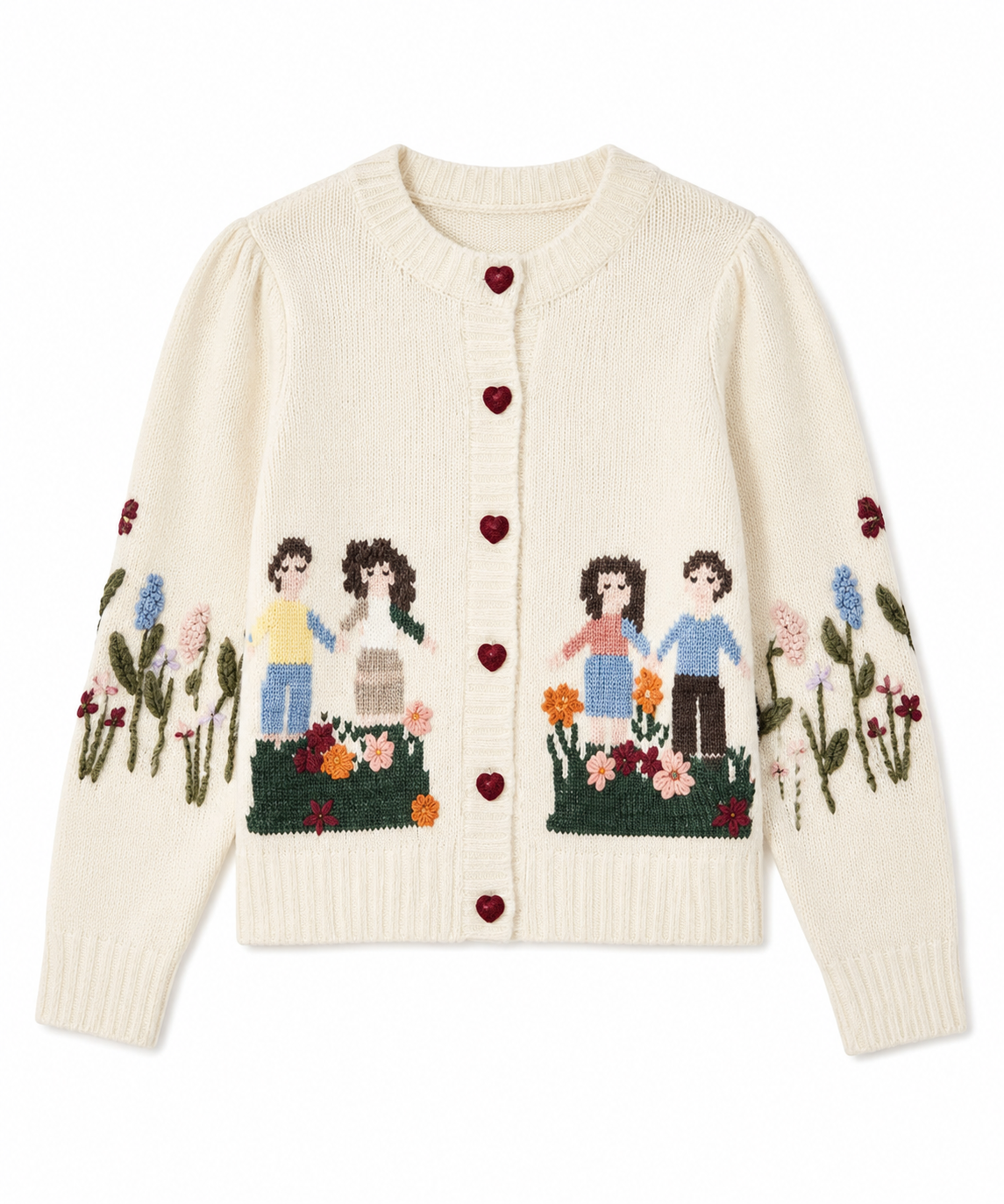 SEA NY Cardigan Wendie in Lana con Motivo Garden