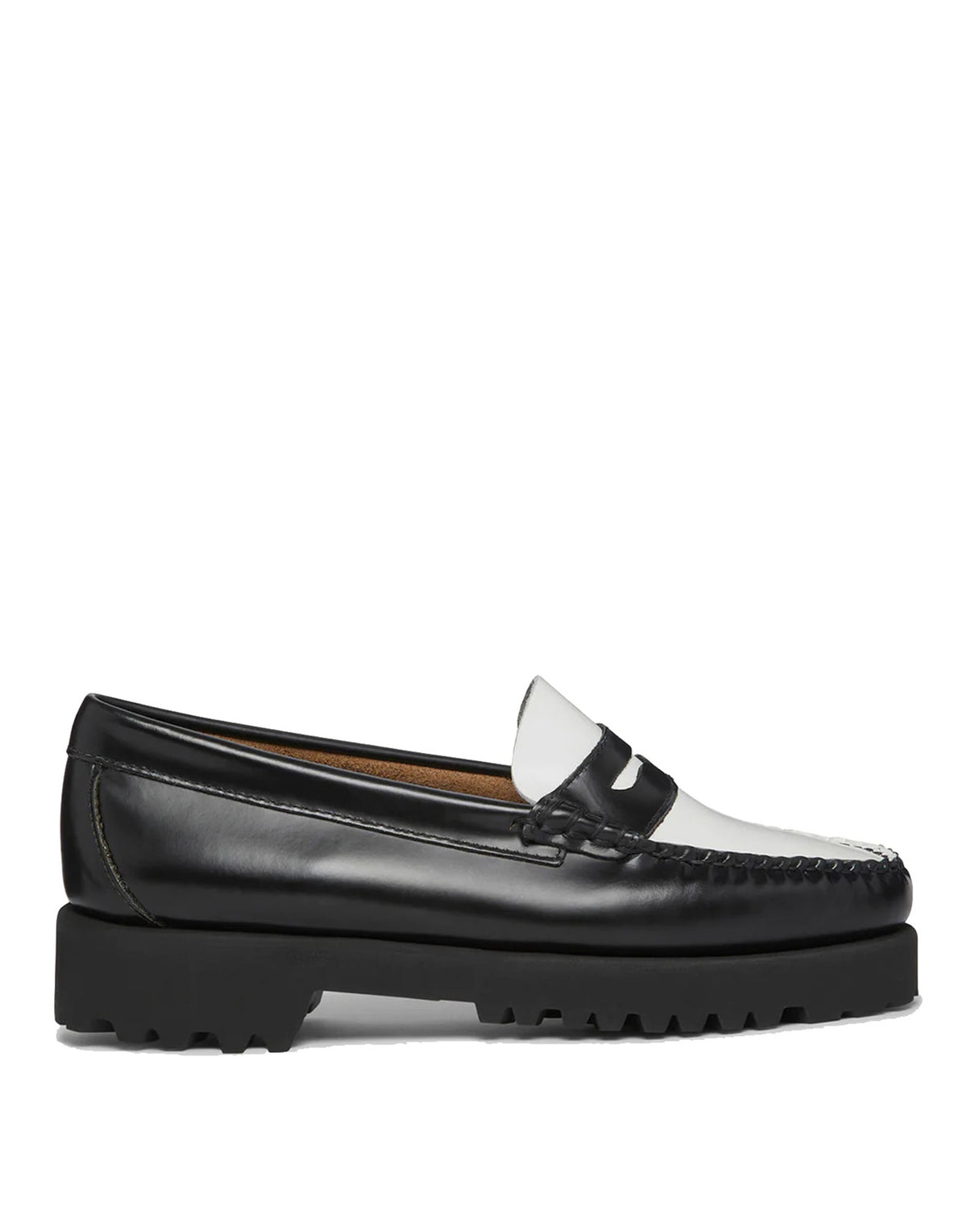 GH BASS Mocassini Penny Weejuns anni '90 in pelle bianca e nera