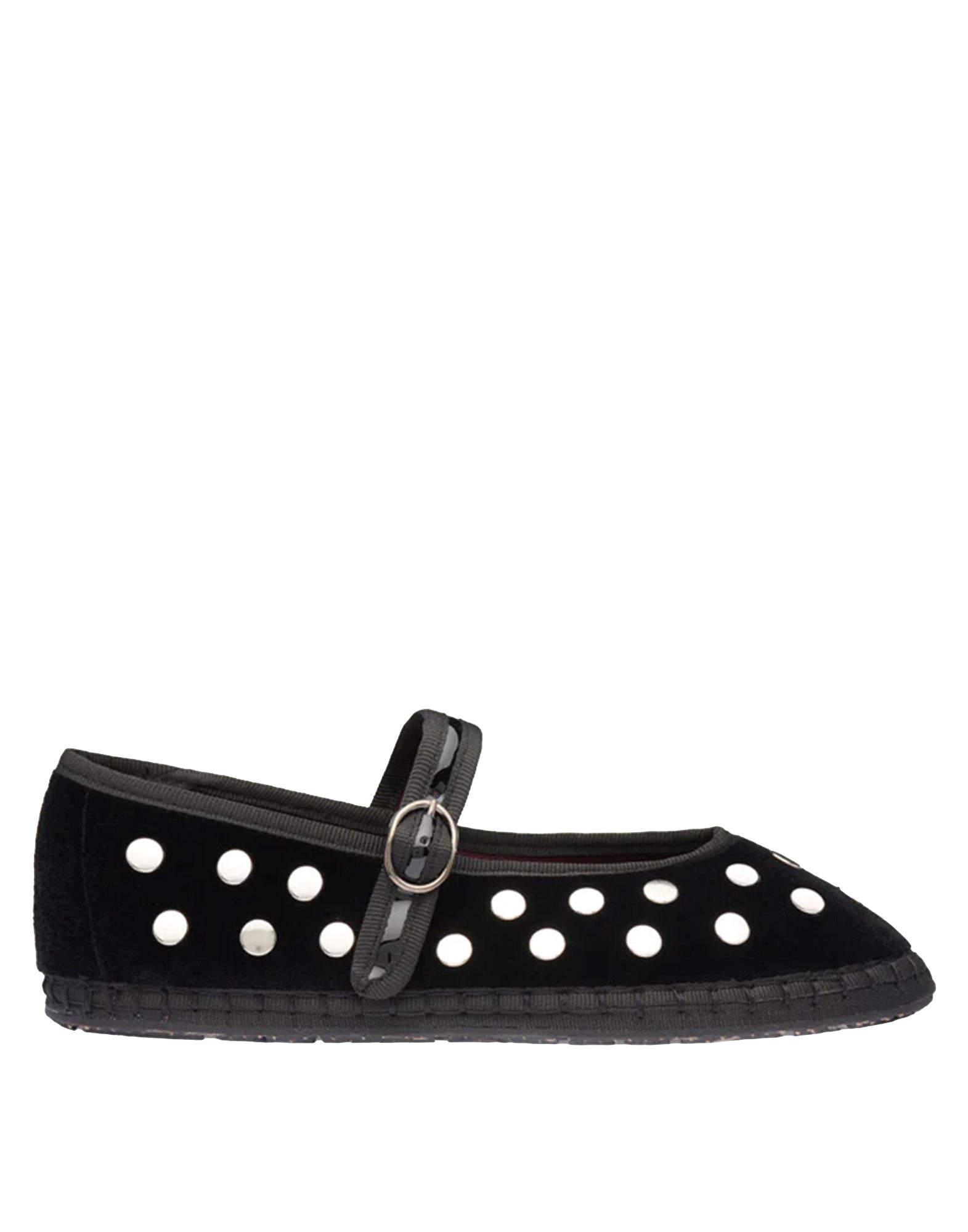 FLABELUS Ballerine Mae in Velluto Nero con Borchie Argento