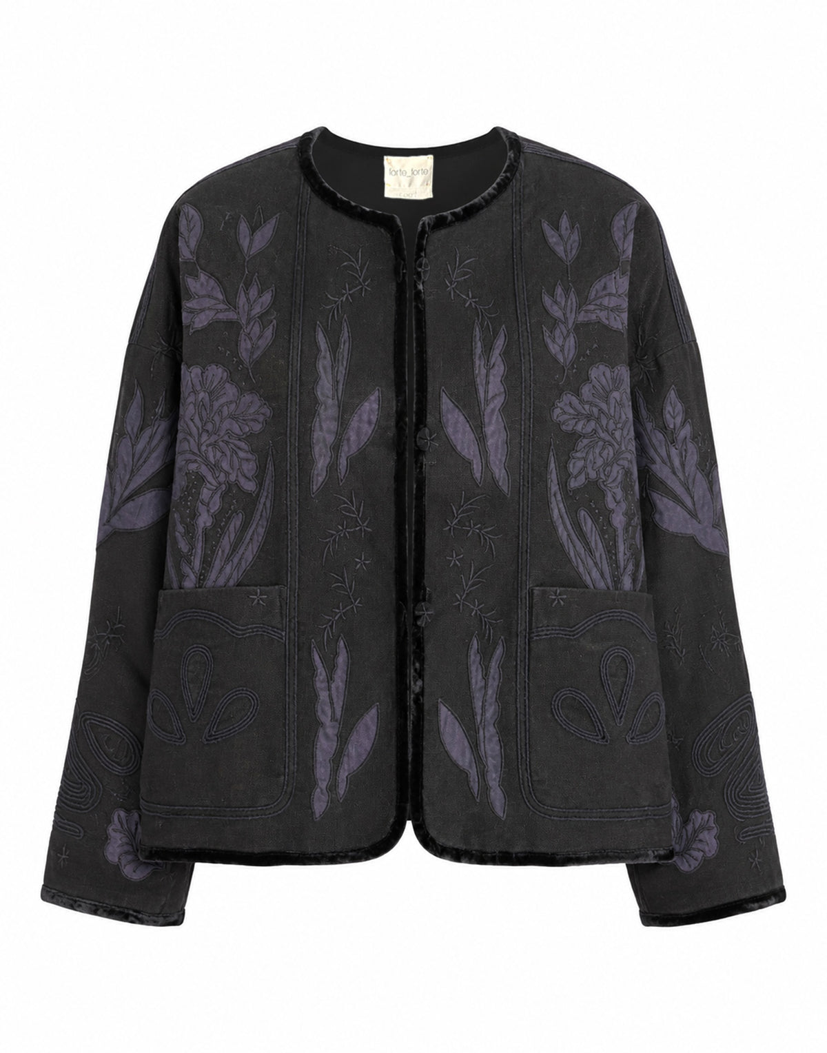FORTE FORTE Blouson Ricamato in Twill di Lana Notte