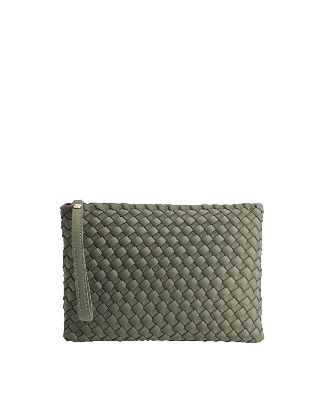 MARREA Clutch in Neoprene Intrecciato Dark Oliva