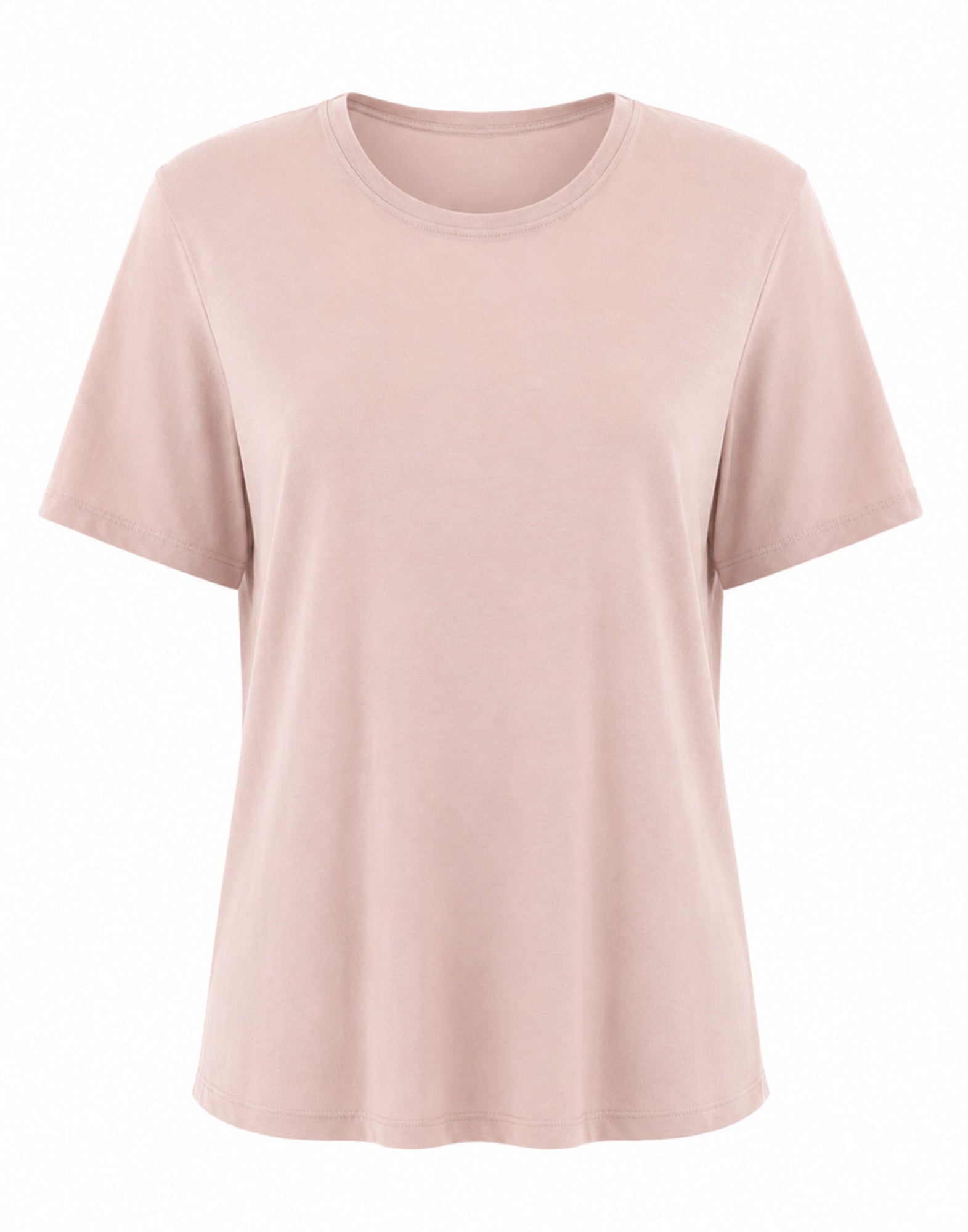 MAJESTIC FILATURES T-shirt Girocollo a Manica Corta in Lyocel/Tencel/Cotone Rose Thè