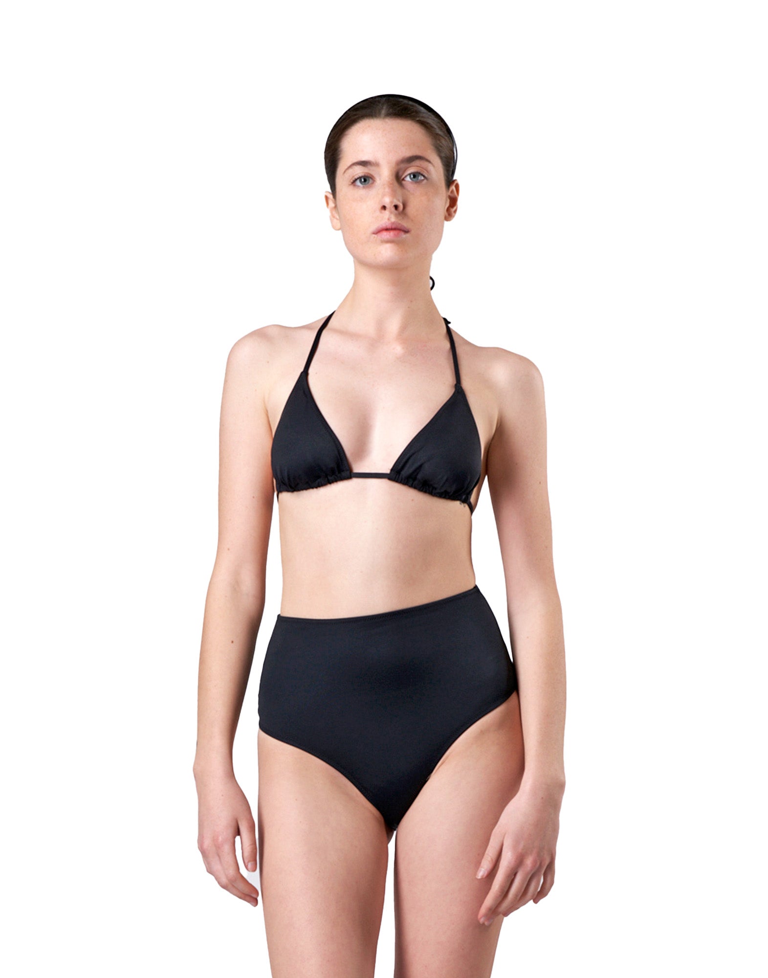 DOUUOD Bikini a Vita Alta in Lycra Nero