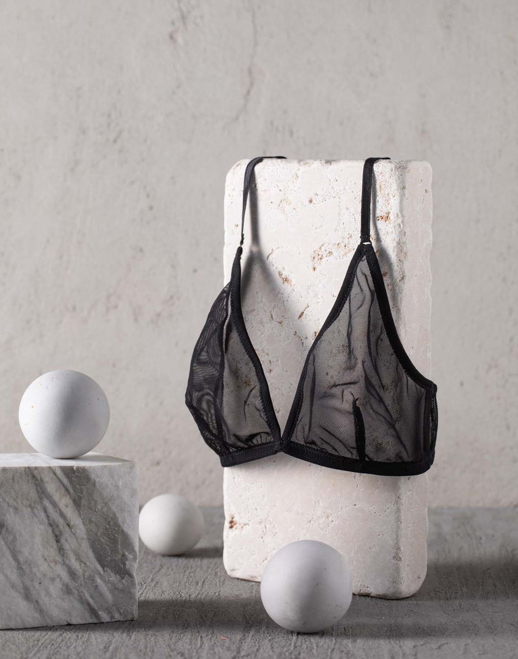 DOUUOD Reggiseno a Triangolo in Tulle Elasticizzato Nero