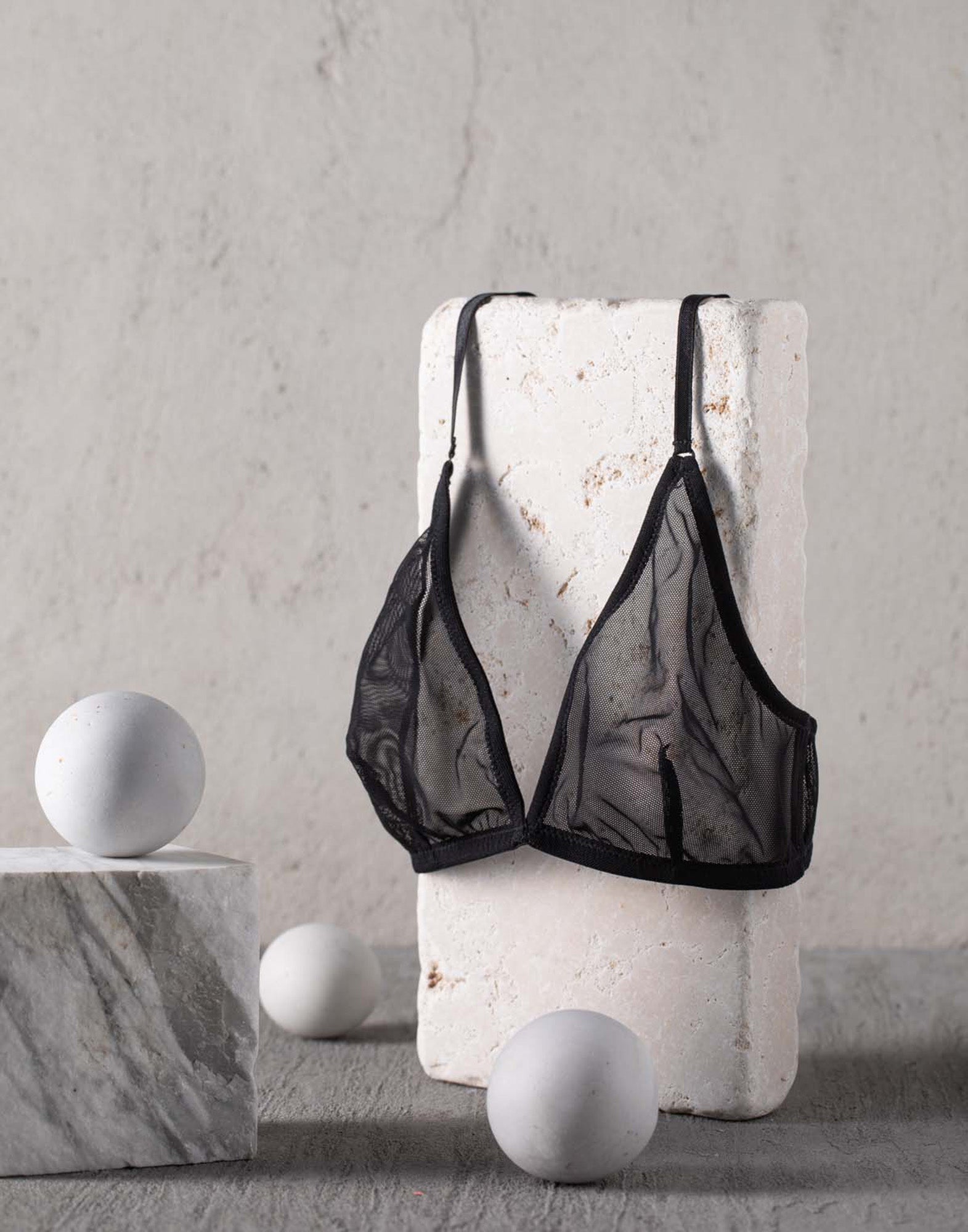 DOUUOD Reggiseno a Triangolo in Tulle Elasticizzato Nero