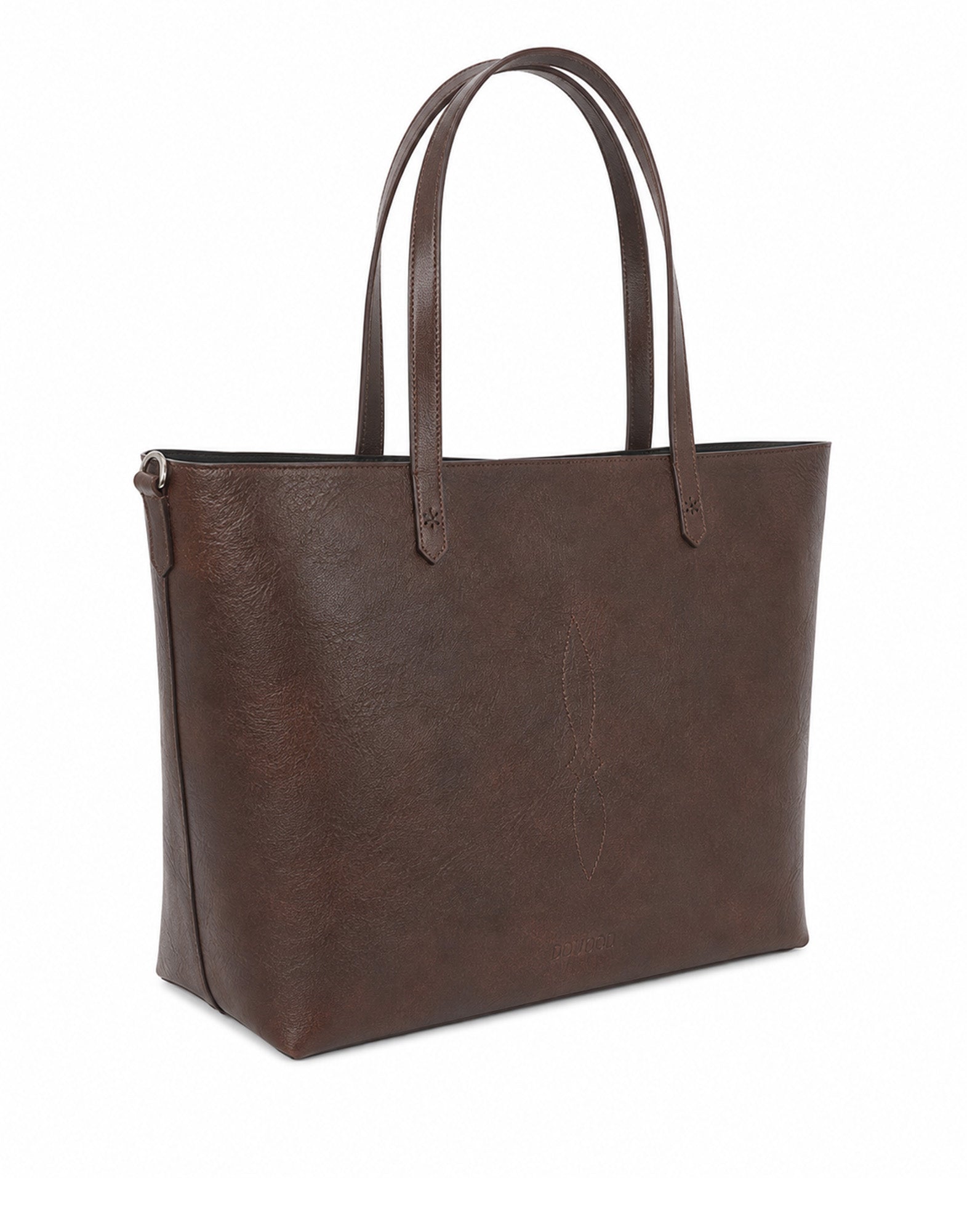 DOUUOD Shooping Grande in Cuoio Tuffato Lavato Moro
