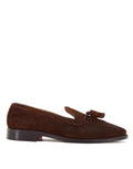 ALDEN Mocassino con Nappine in Suede Fondo Cuoio Dark Brown
