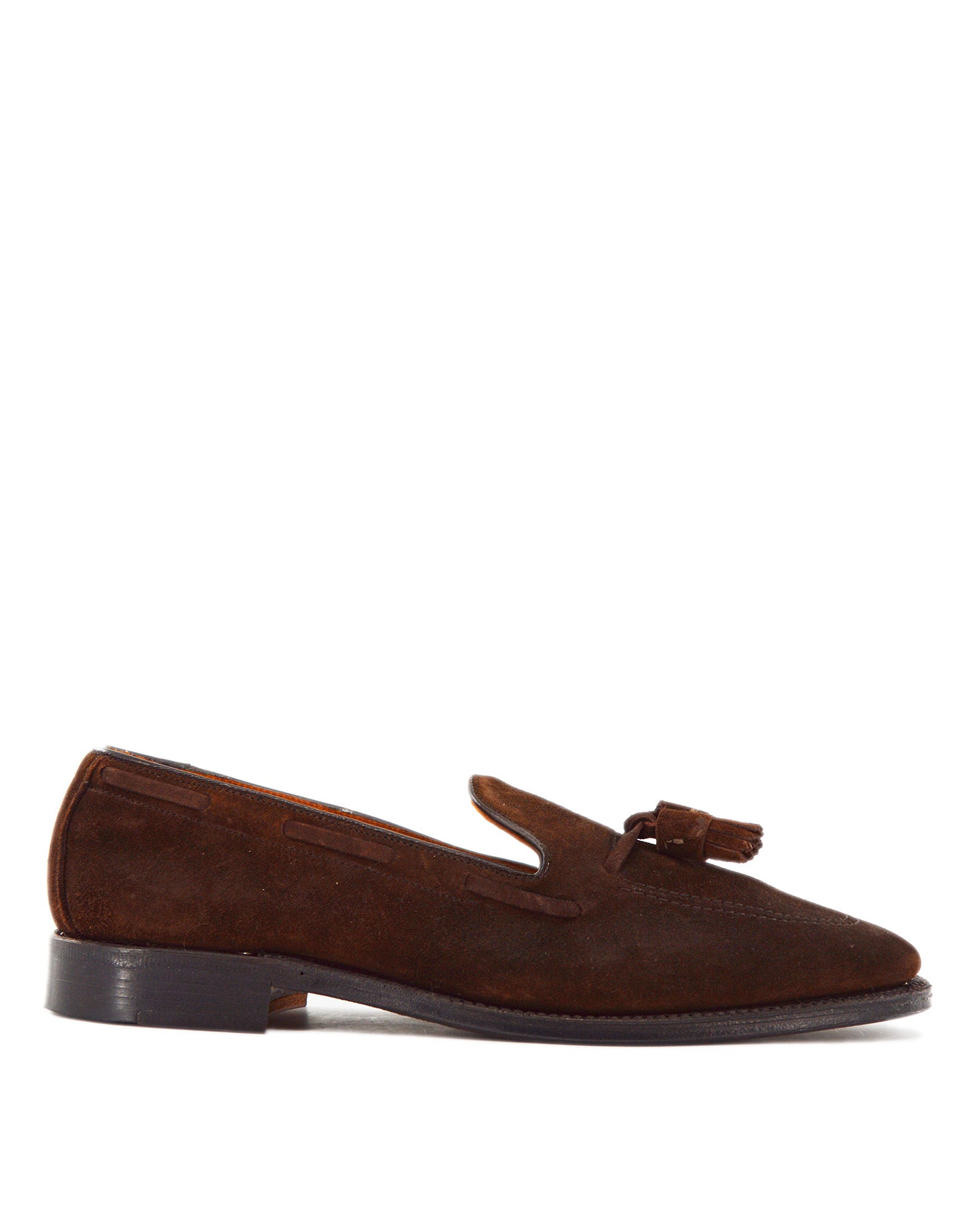 ALDEN Mocassino con Nappine in Suede Fondo Cuoio Dark Brown