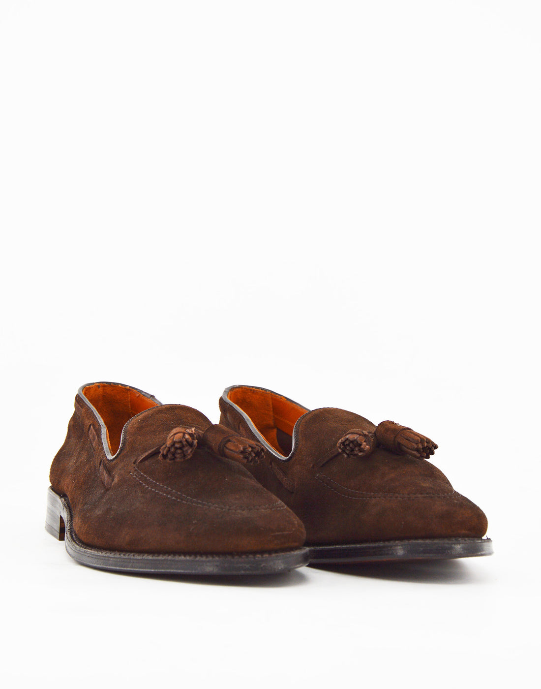ALDEN Mocassino con Nappine in Suede Fondo Cuoio Dark Brown