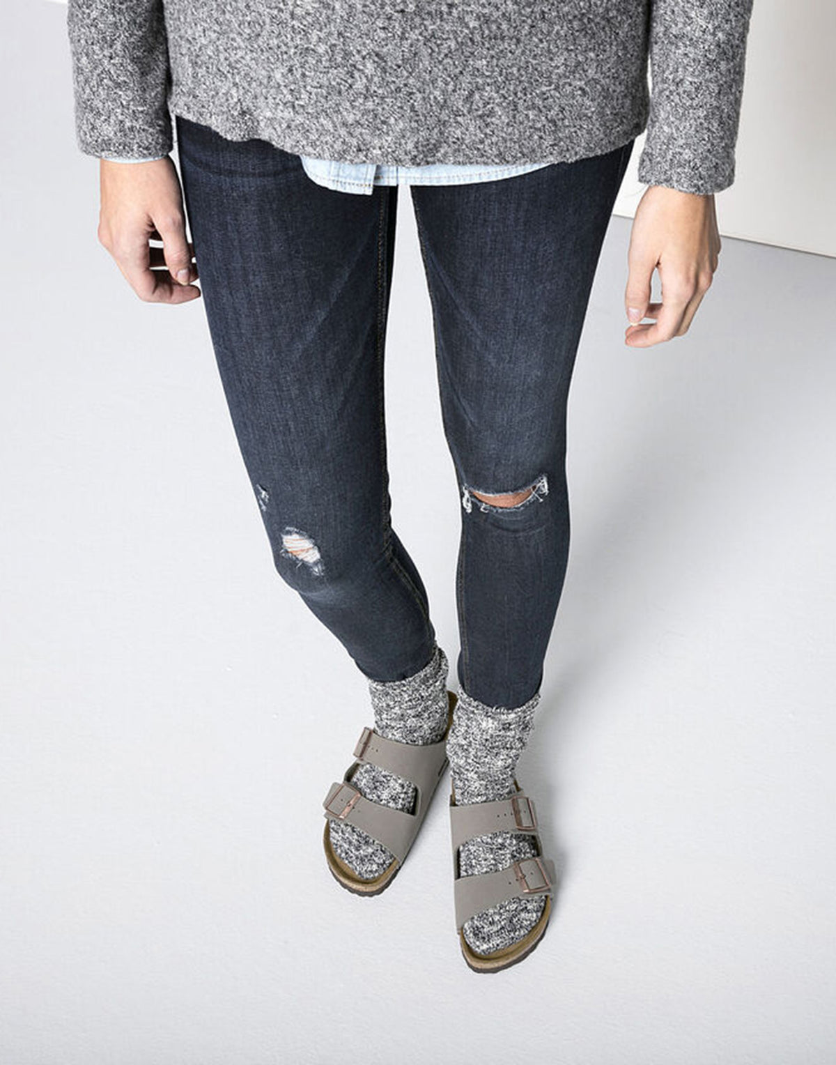 BIRKENSTOCK Calzini Cotton Slub Black/Grey